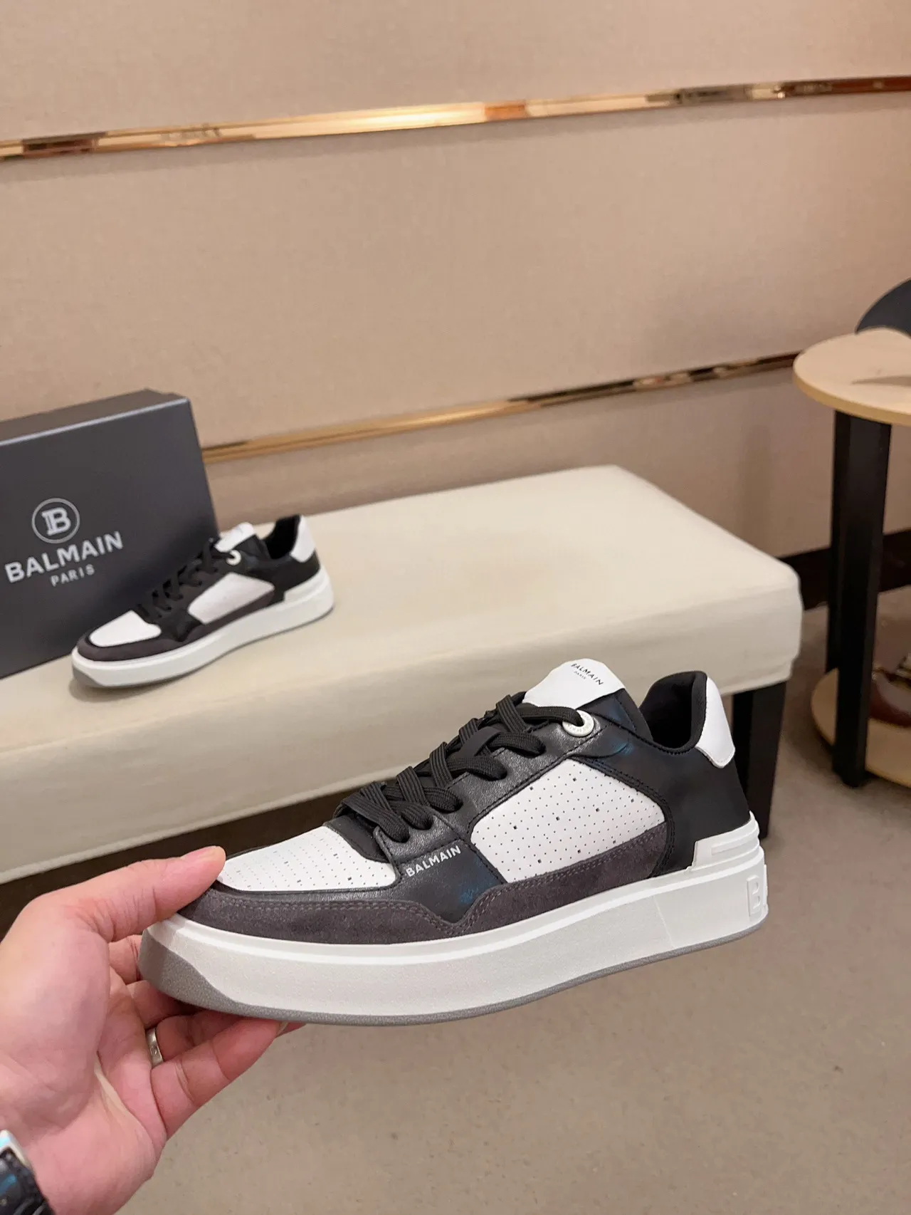 Balmain B-Court Black White Gray Lifestyle Sneakers