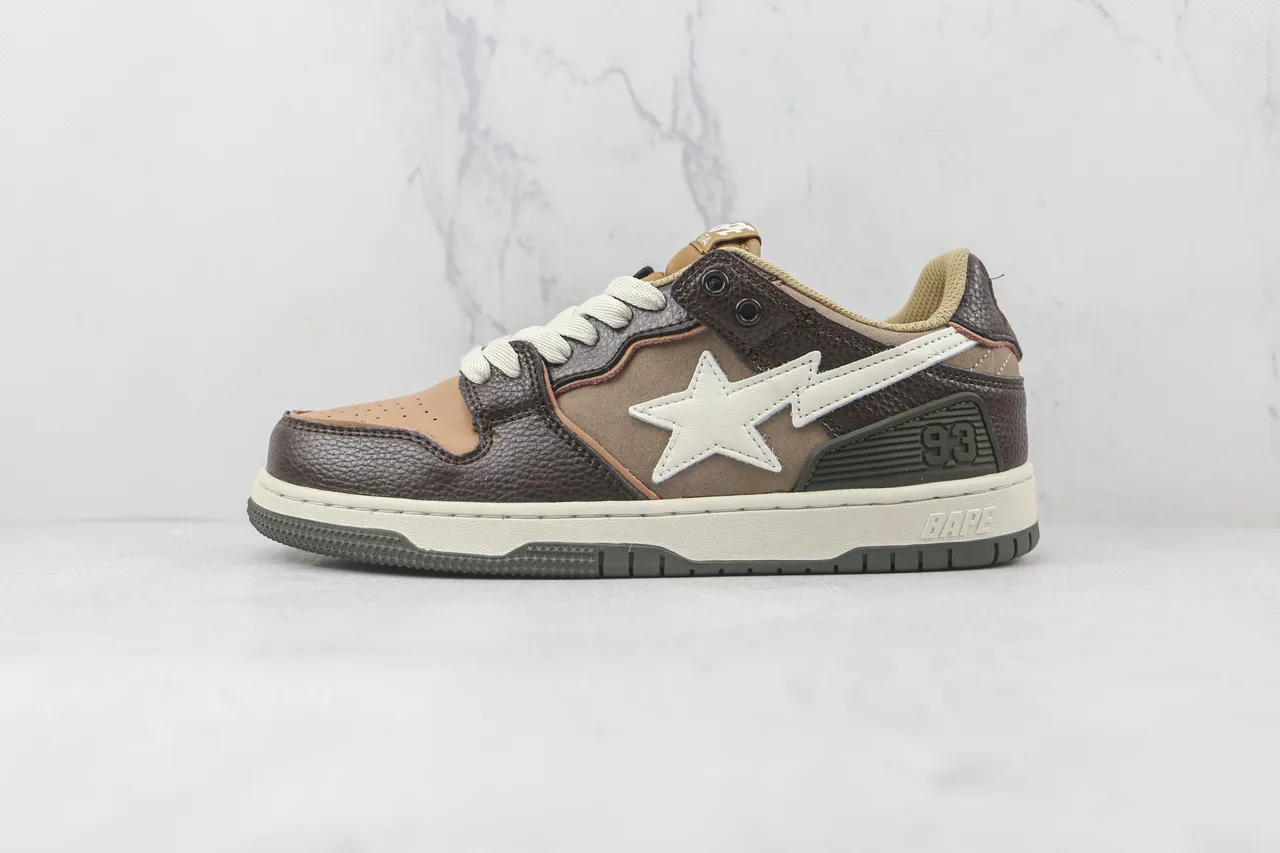 A Bathing Ape BAPE STA Brown Beige Star Logo Lifestyle Sneakers