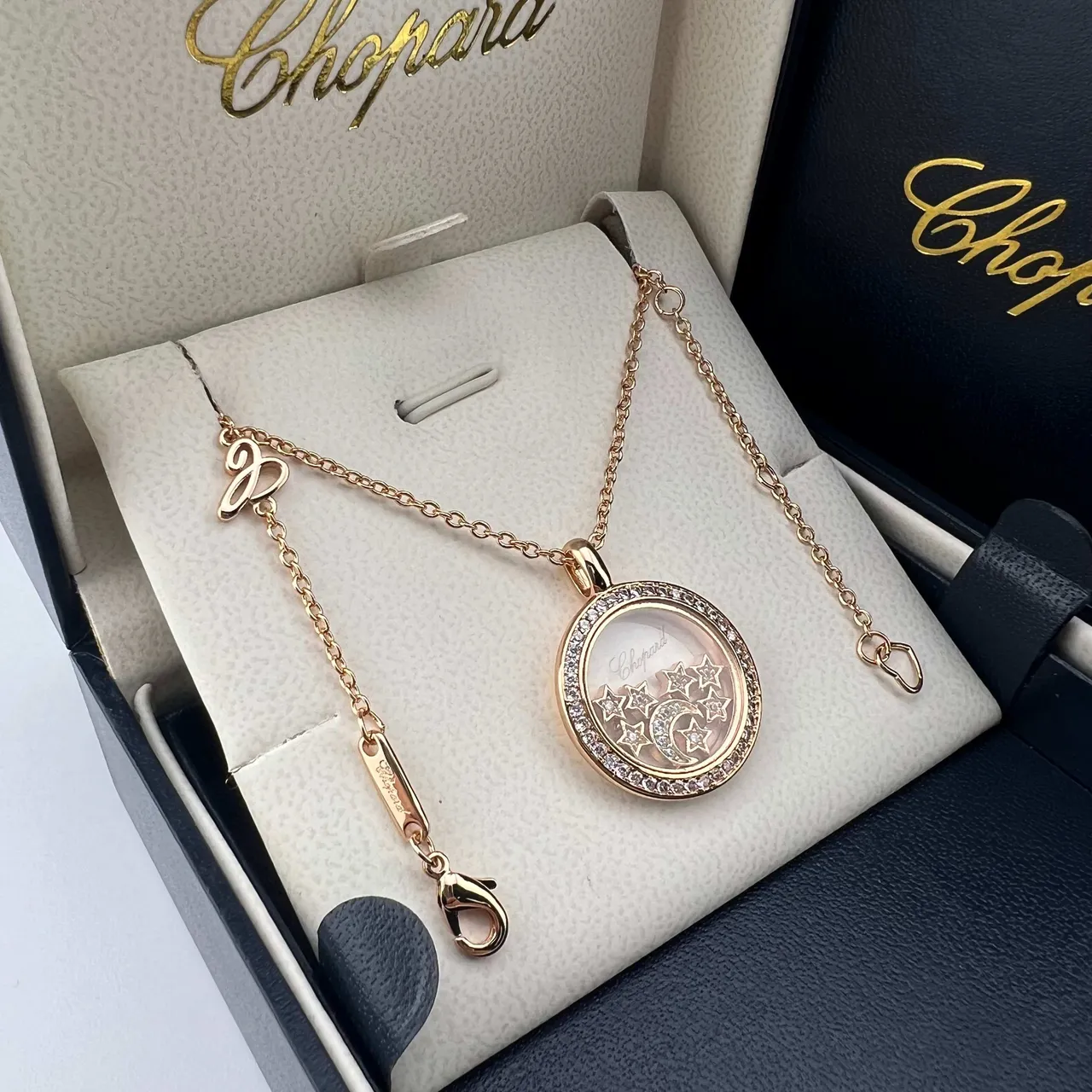Chopard Happy Stars Crescent Moon and Stars Pendant Necklaces