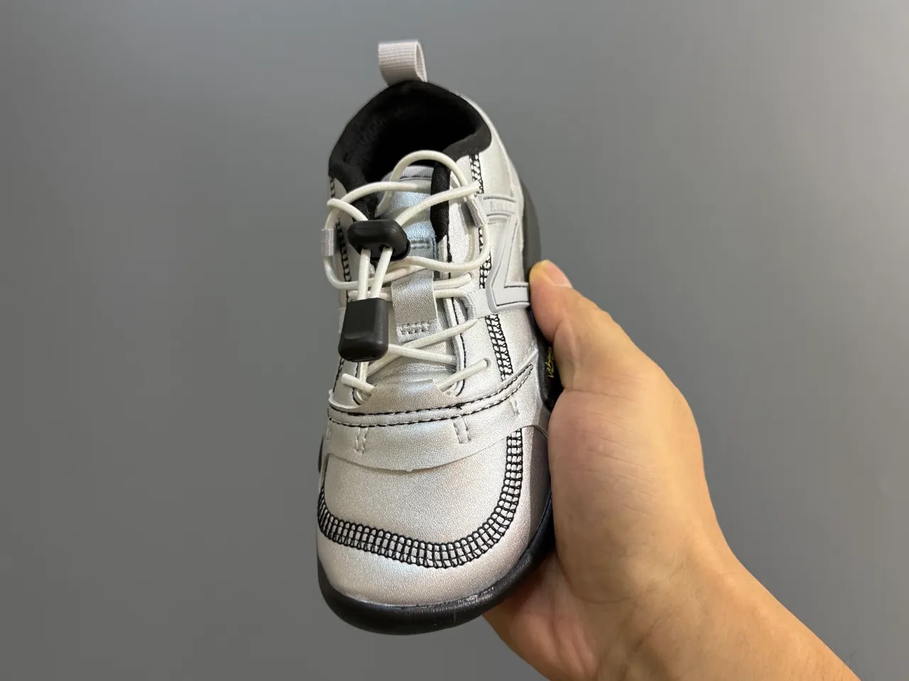 New Balance Silver Black Wide-Fit Vibram Sole Sneakers