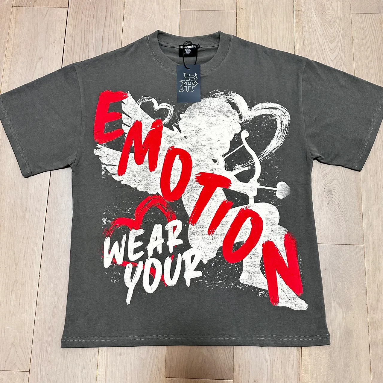 Miu Miu Graphic Print Charcoal Gray T-Shirt