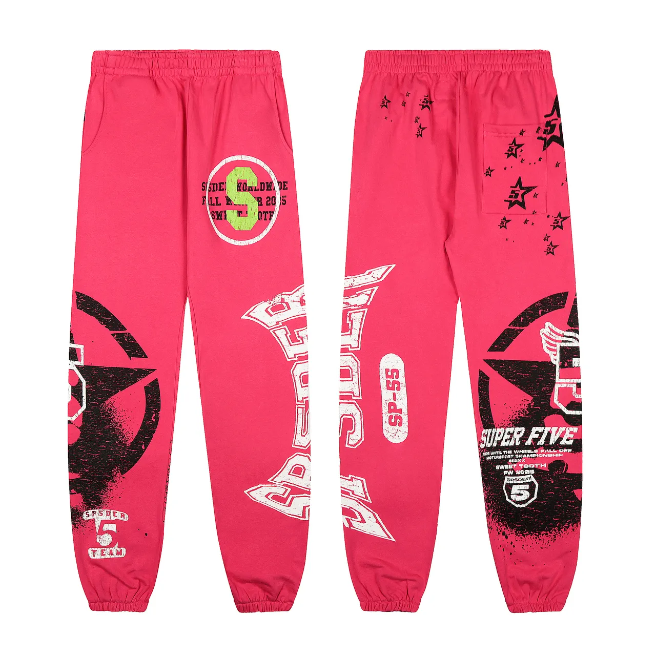 Sp5der SP-55 Graphic Print Pink Tracksuit