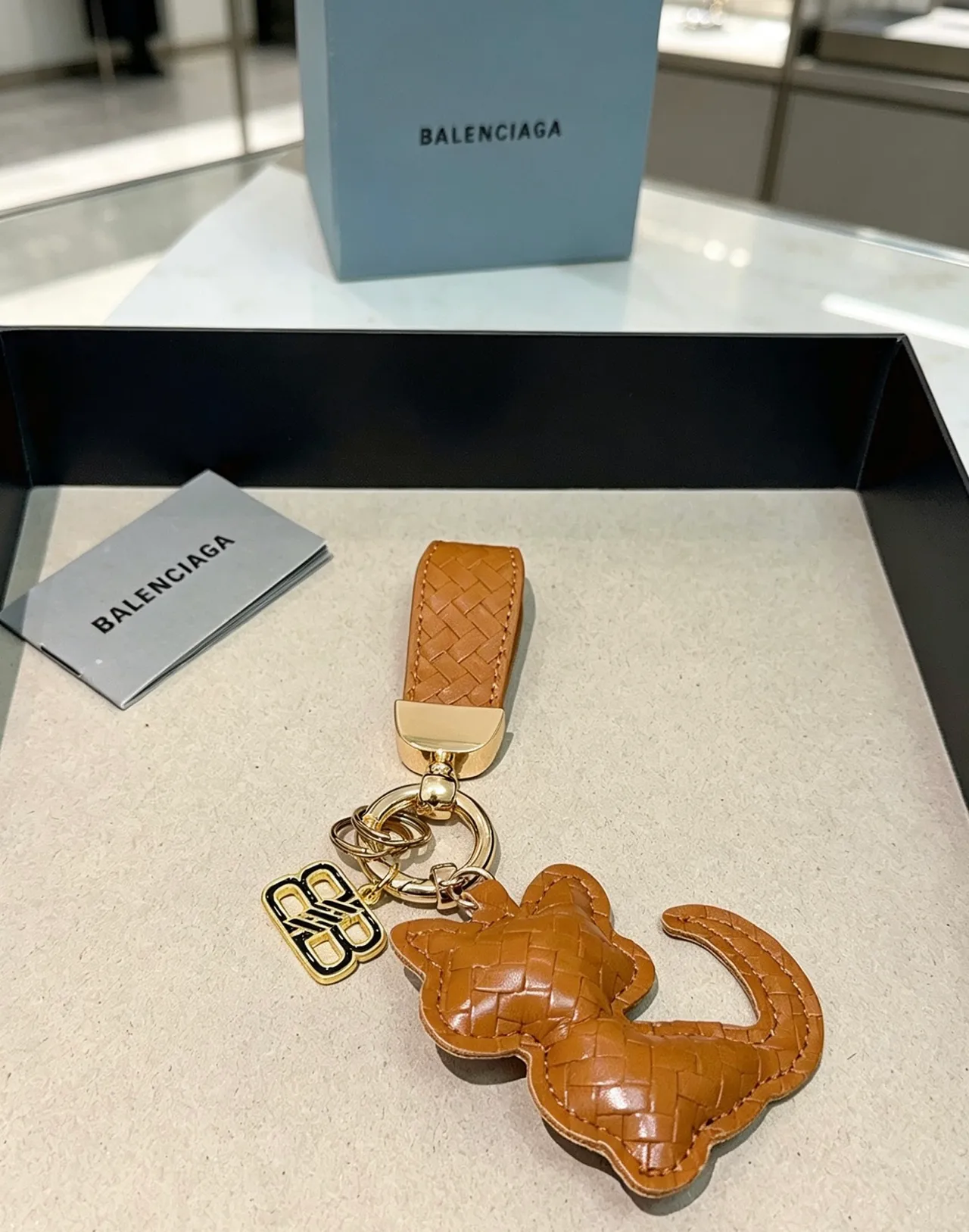 Bottega Veneta Brown Gold Intrecciato Woven Leather Cat-Shaped Charm Handbag
