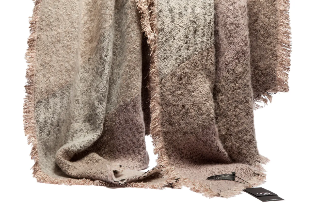 Beige Black Woven Fringed Scarve