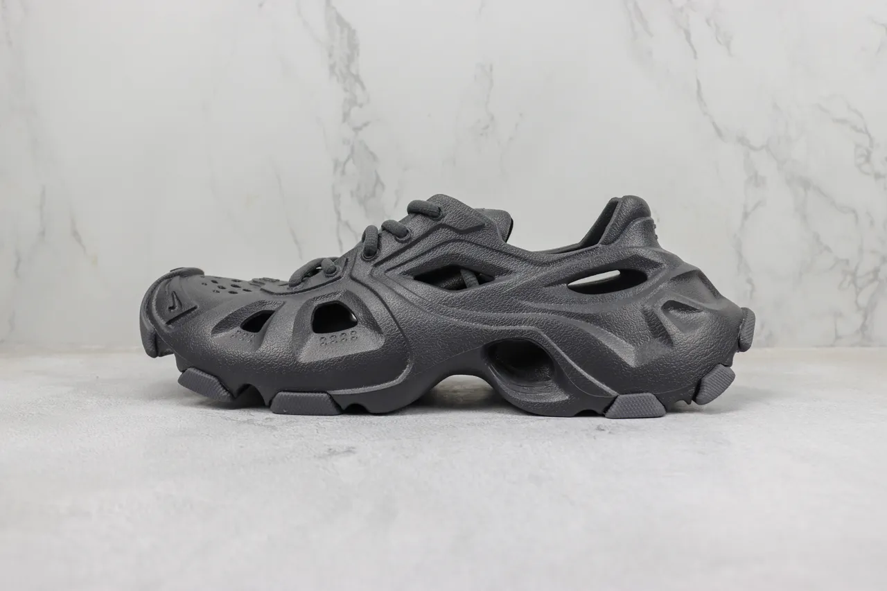 Crocs Gray Monolithic Molded Foam Ventilated Cutout Design Chunky Sneakers