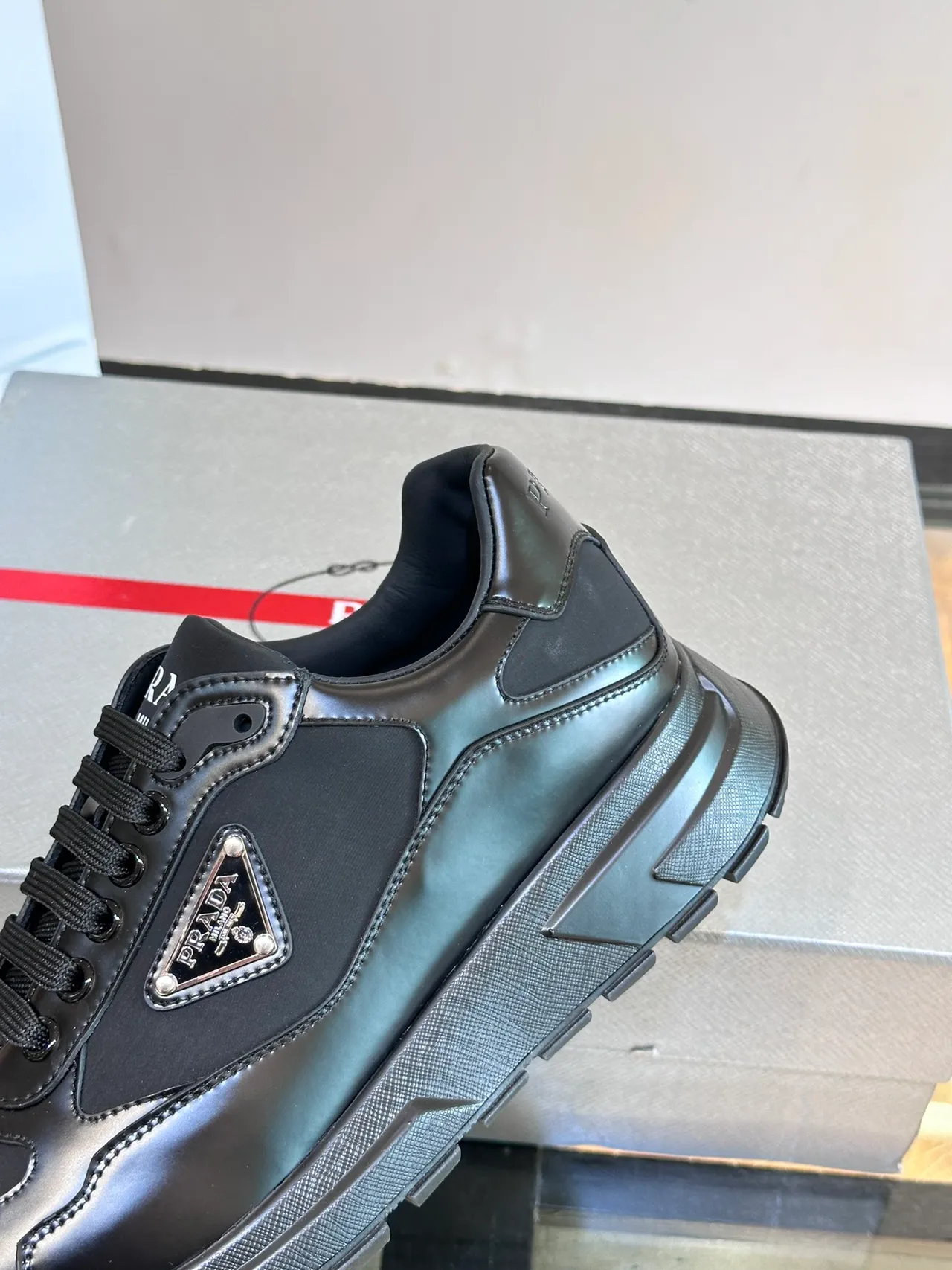 Prada Cloudbust Black Leather and Nylon Chunky Sneakers