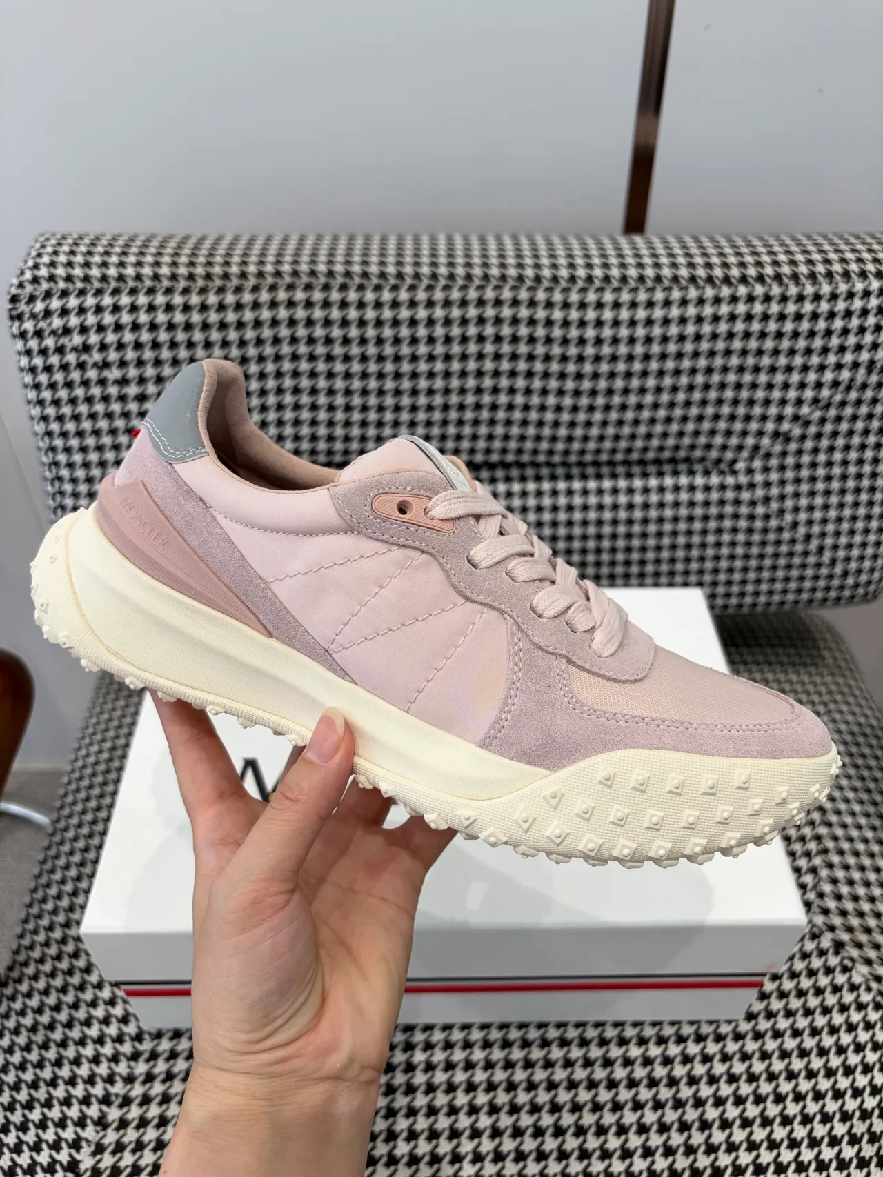 Moncler Lifestyle Sneaker Dusty Pink Suede and Textile Low-Top Sneakers