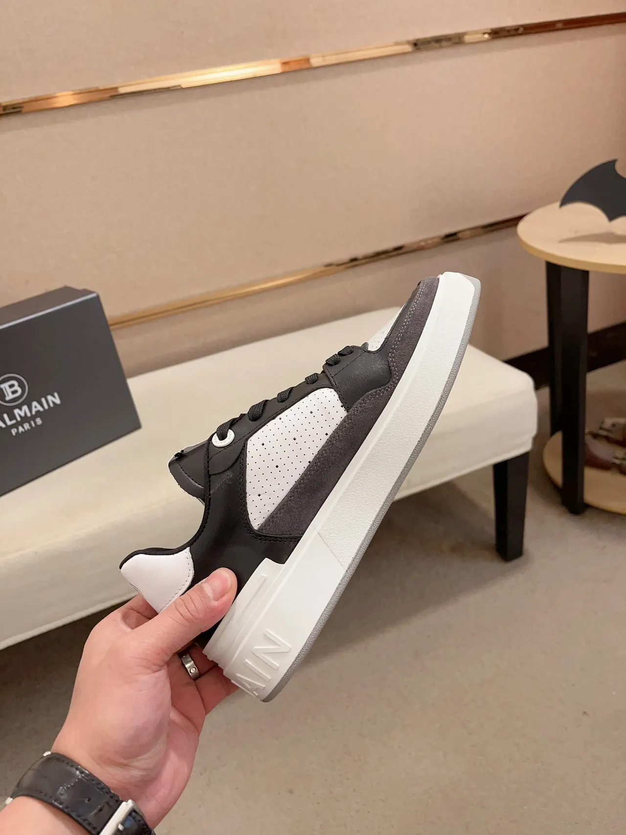 Balmain B-Court Black White Gray Lifestyle Sneakers