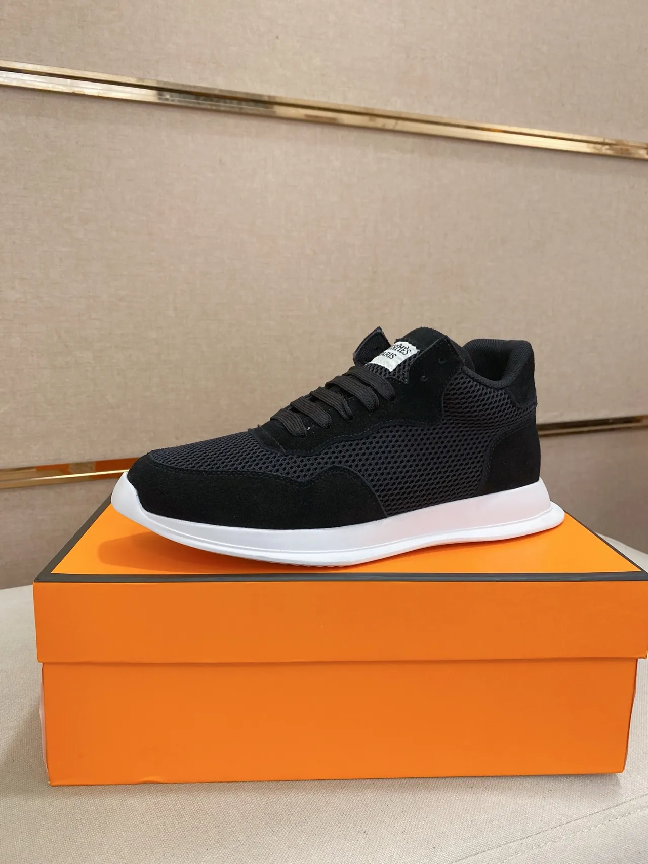 Hermès Black Mesh and Suede Lifestyle Sneaker