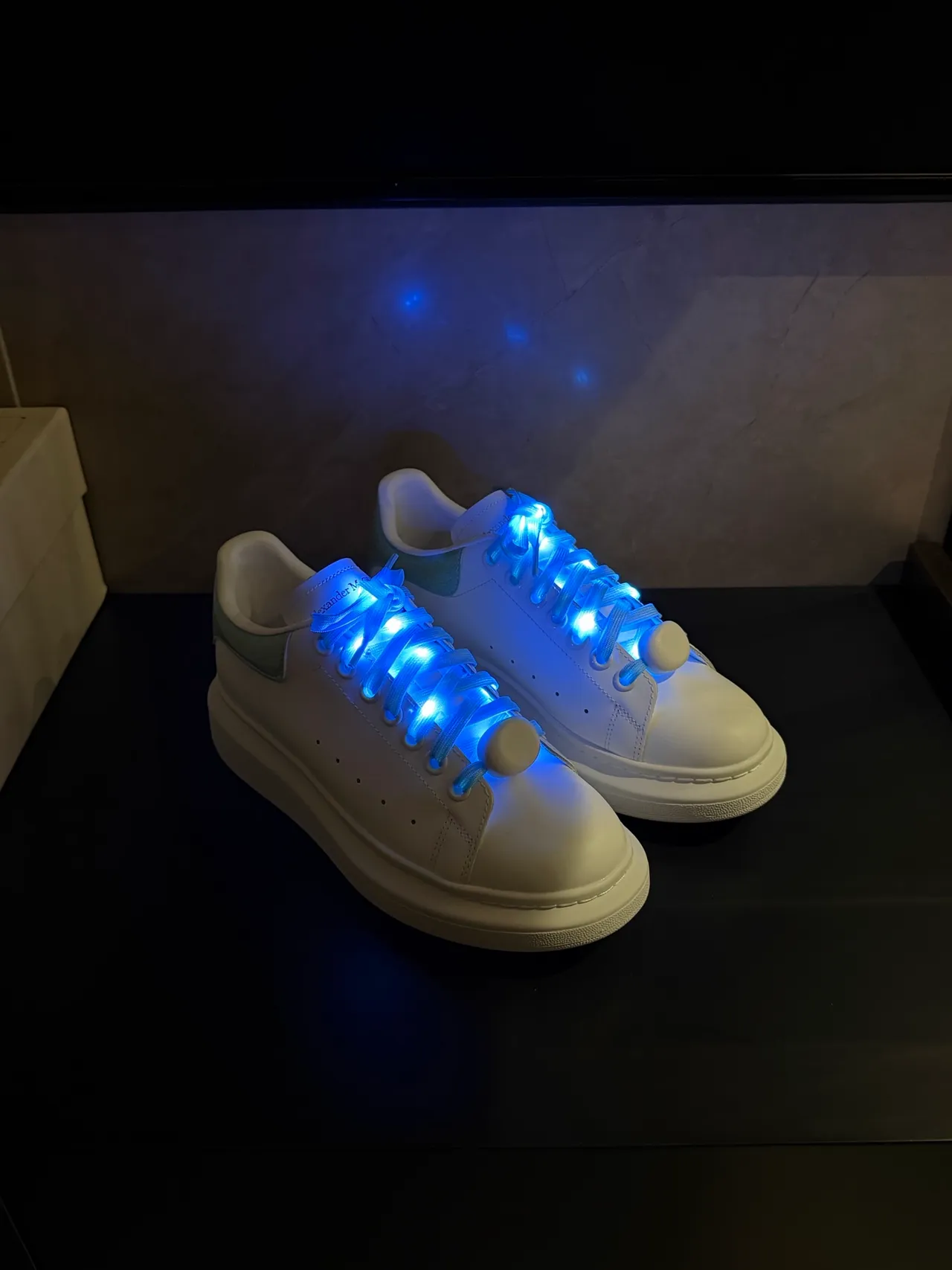Alexander McQueen Oversized Sneaker White Green Platform Sole Perforated Toe Lifestyle Sneakers
