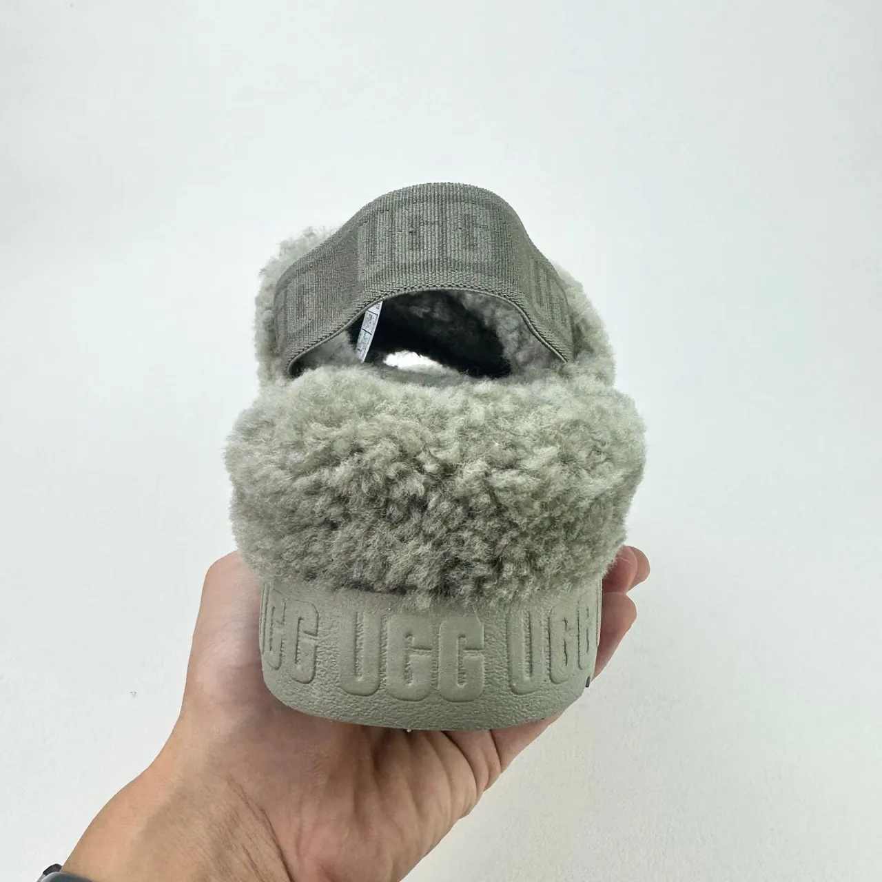 UGG Tasman Gray Shearling Platform Slippers