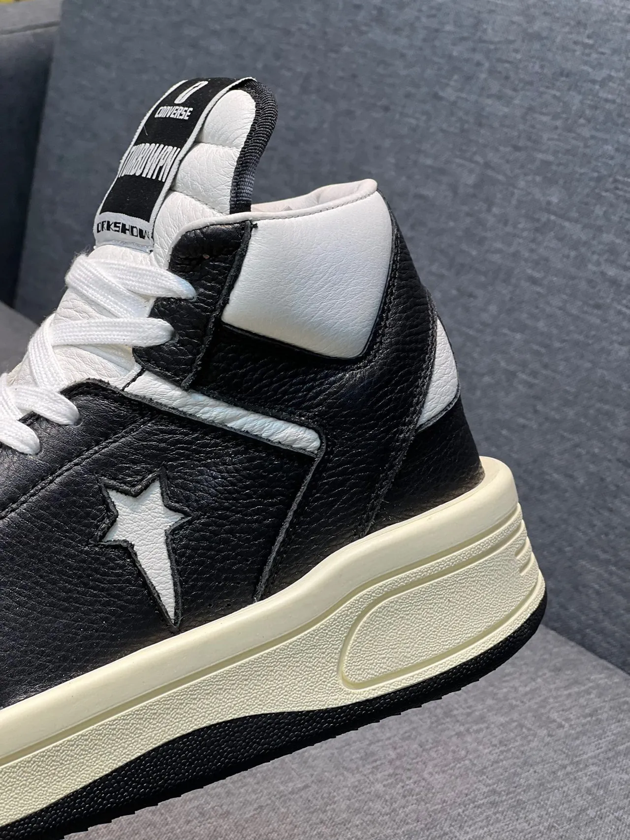 Converse Black White High-Top Leather-and-Perforated-Upper Lifestyle Sneakers