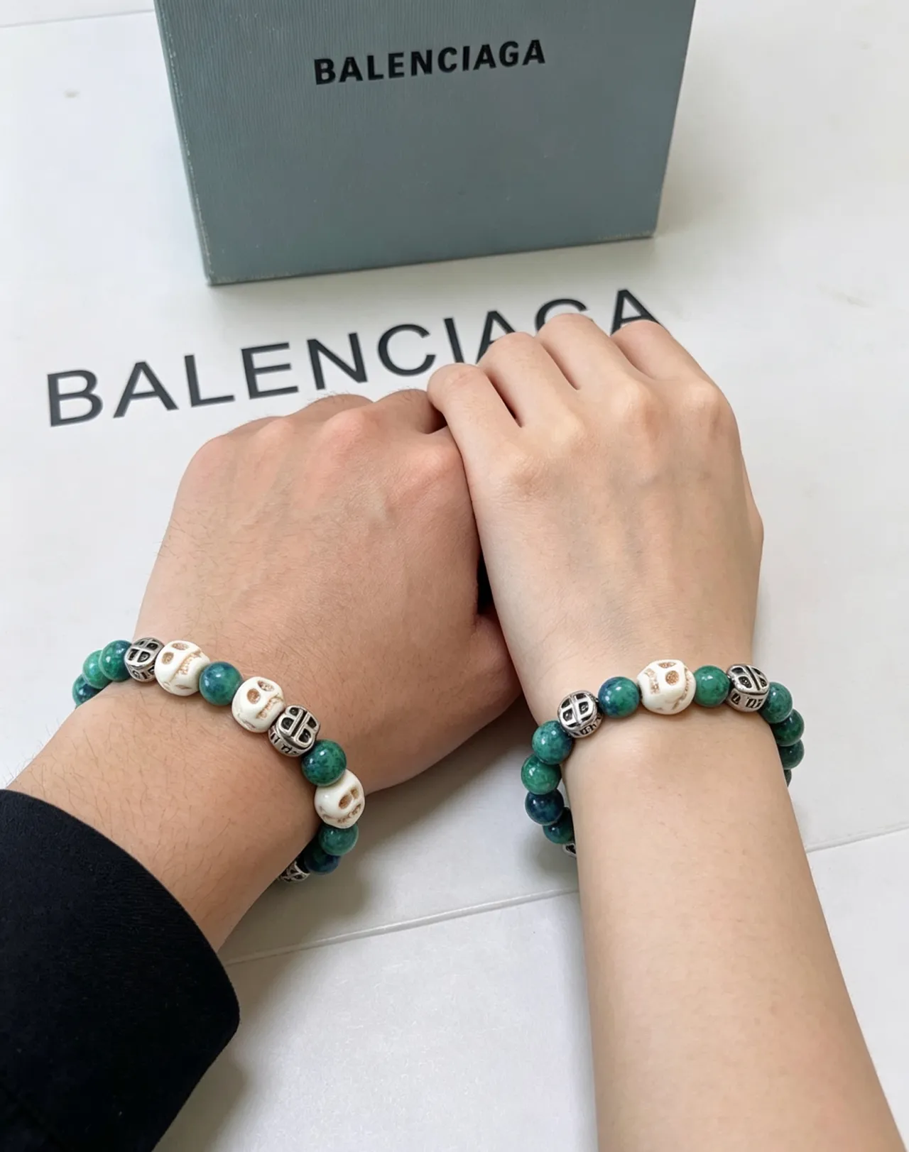 Balenciaga Skull and BB Logo Beaded Bracelet