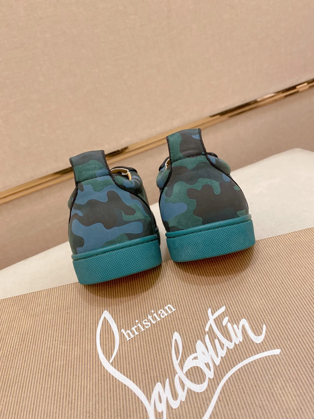 Christian Louboutin Camouflage Spike-Toe Low-Top Sneaker