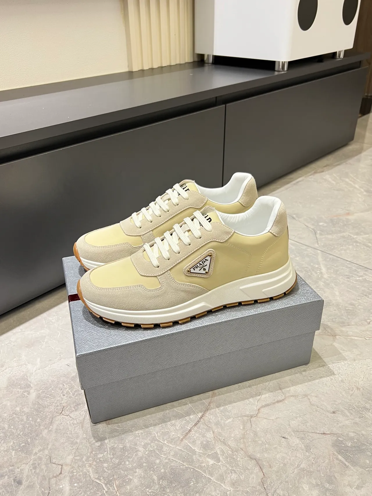 Prada Cloudbust Beige and Cream Lifestyle Sneakers