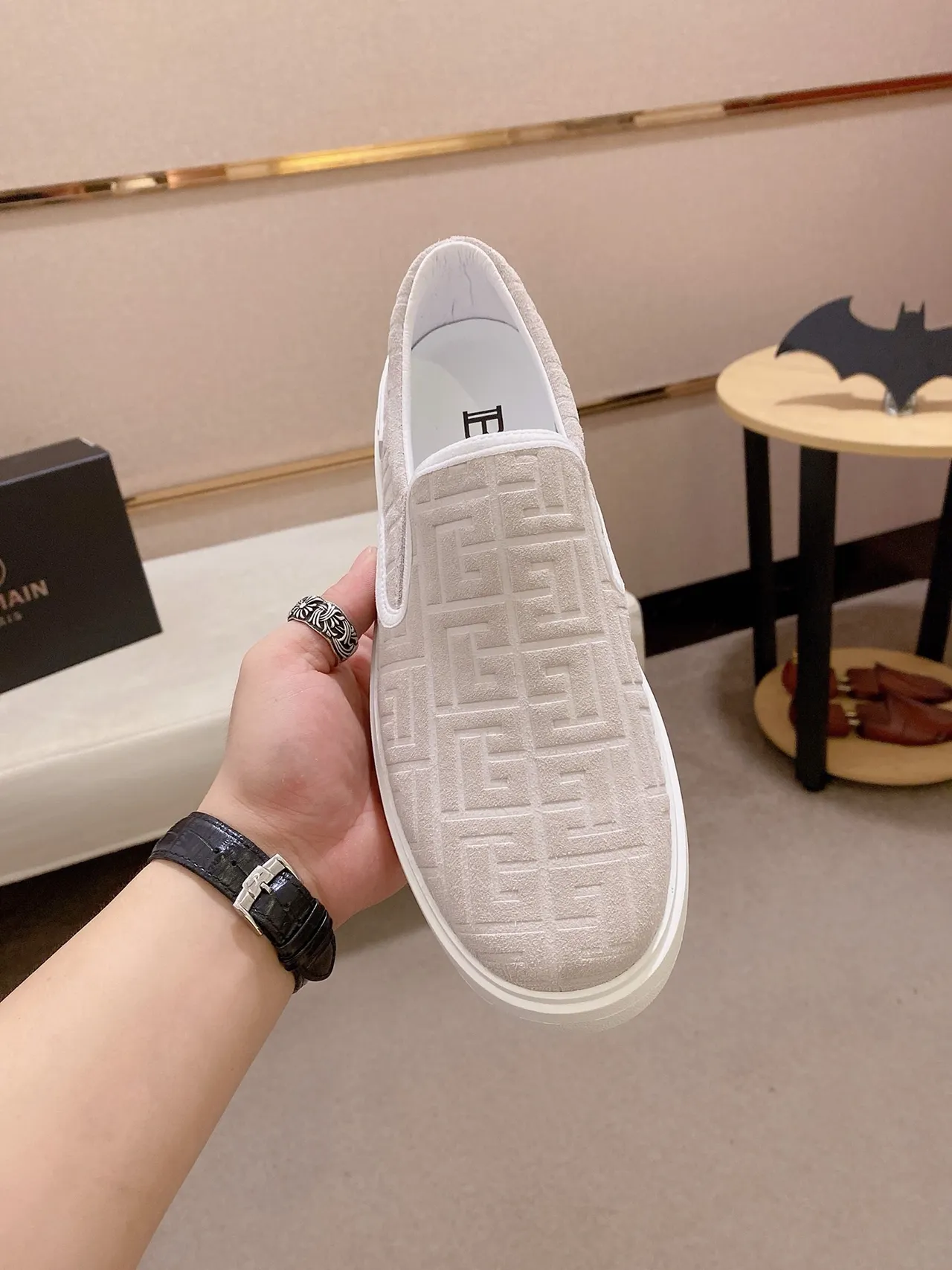 Balenciaga Speed Trainer Monogram Beige Slip-On Lifestyle Sneakers