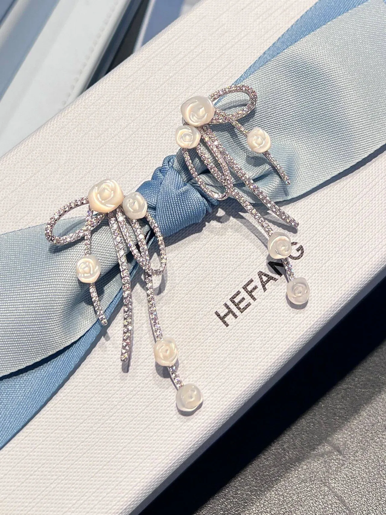 Tiffany & Co. Bow-Motif Pavé-Set Carved Floral Multi-Drop Earrings