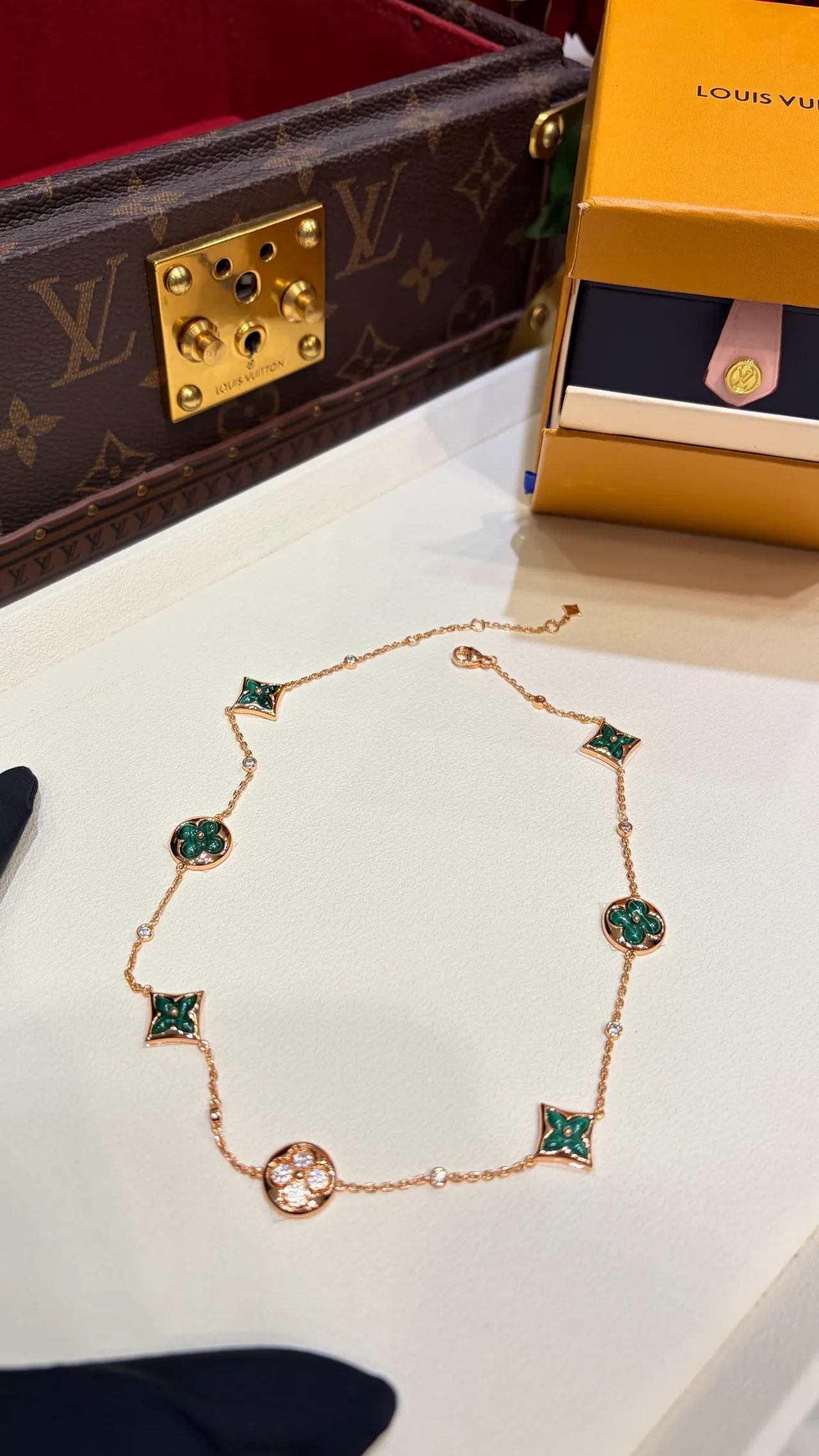 Louis Vuitton Contemplation Green Enamel and Diamond Necklace