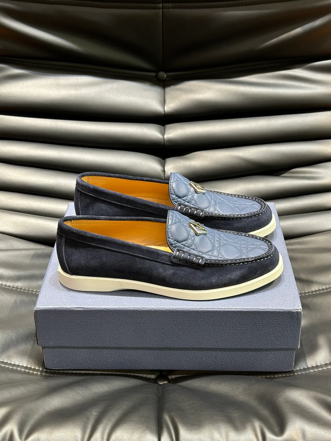Bottega Veneta Andiamo Quilted Suede Loafers