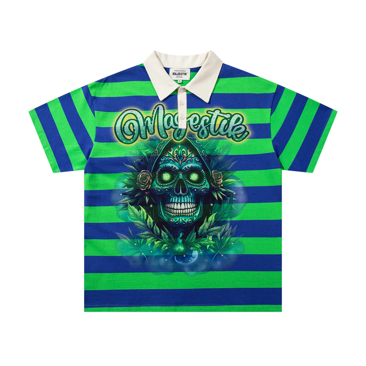 MAJESTIK Striped Graphic Polo Shirt
