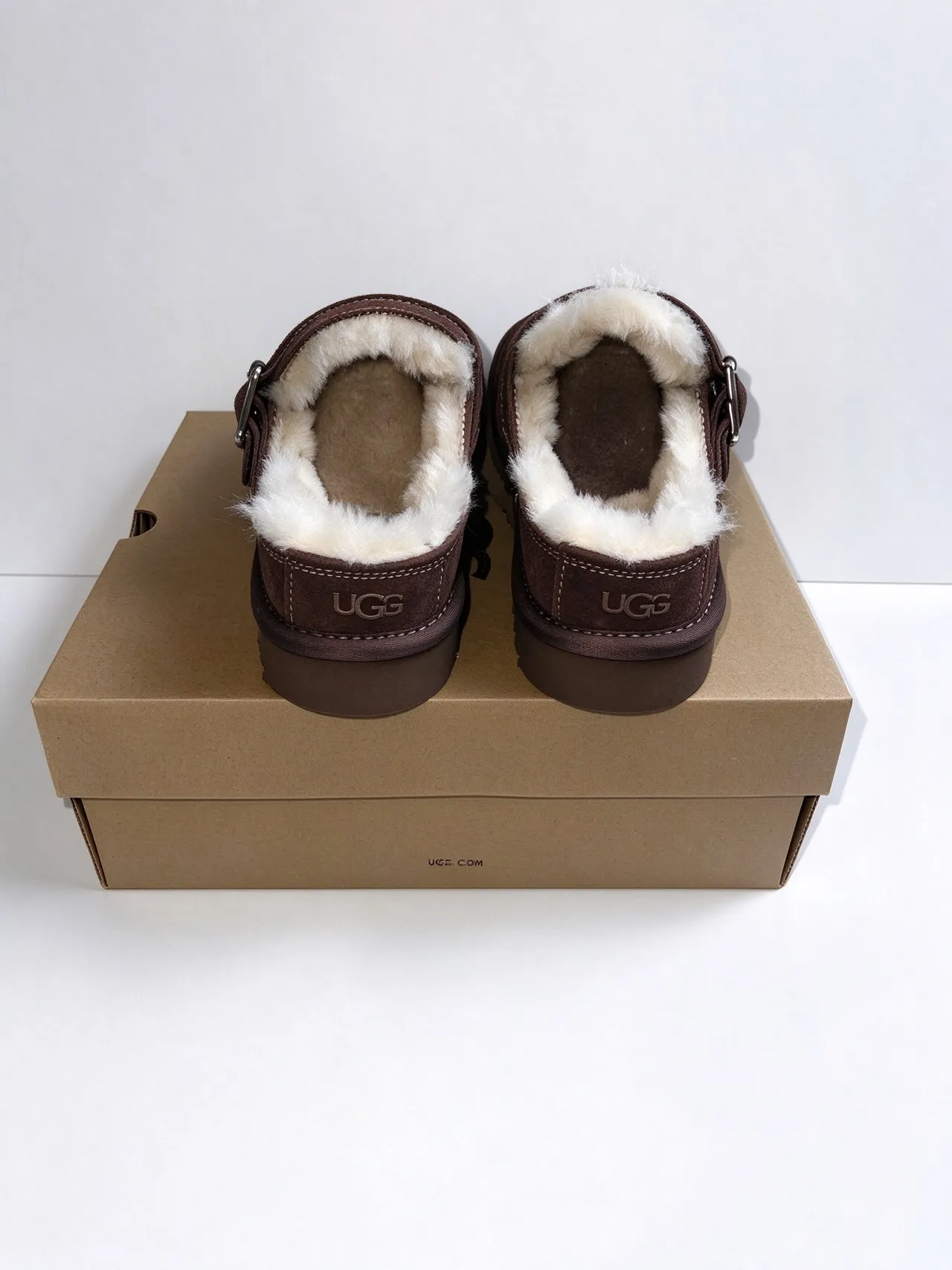 UGG Brown Beige Suede Upper Shearling-Lined Loafer