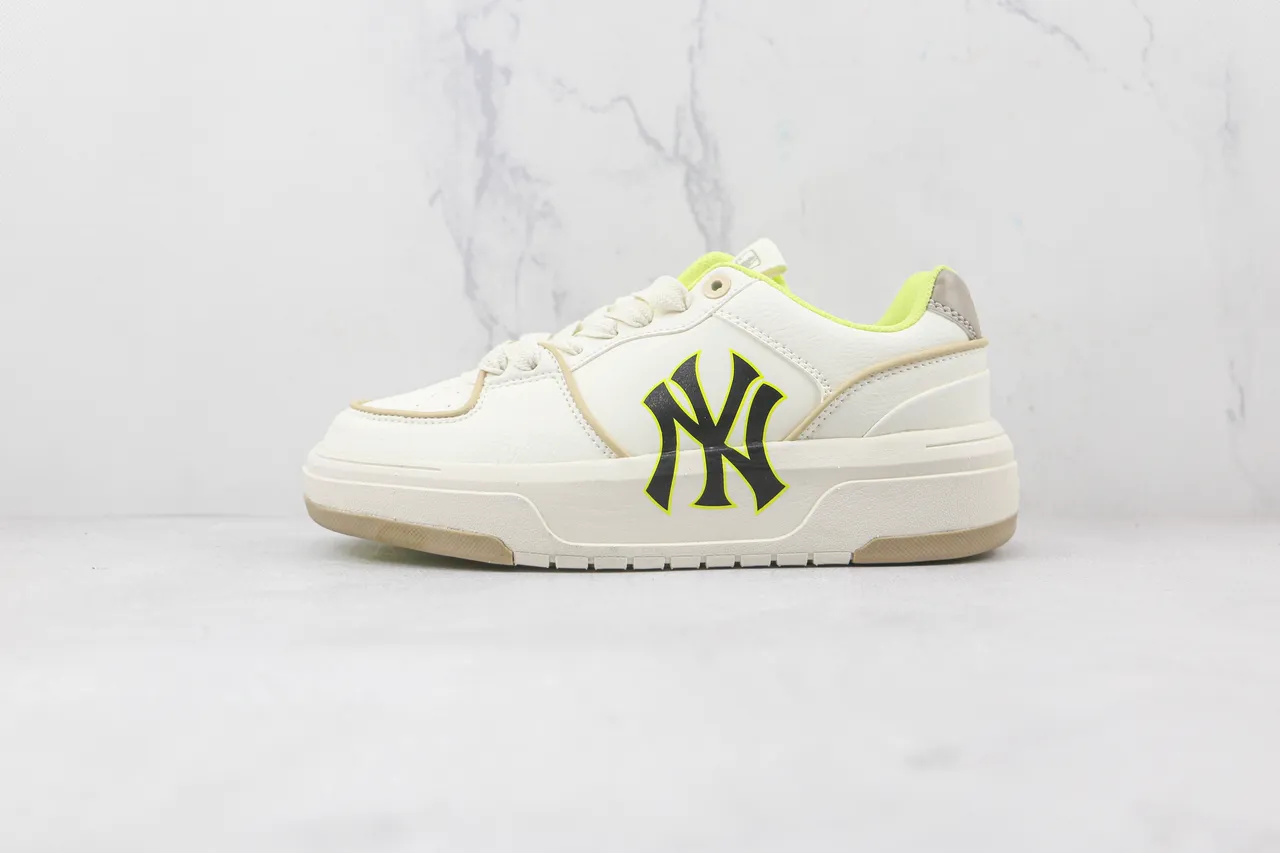 New Era MLB Lifestyle Sneaker White Yellow Low-Top Platform Leather-Textured Upper Lifestyle Sneakers