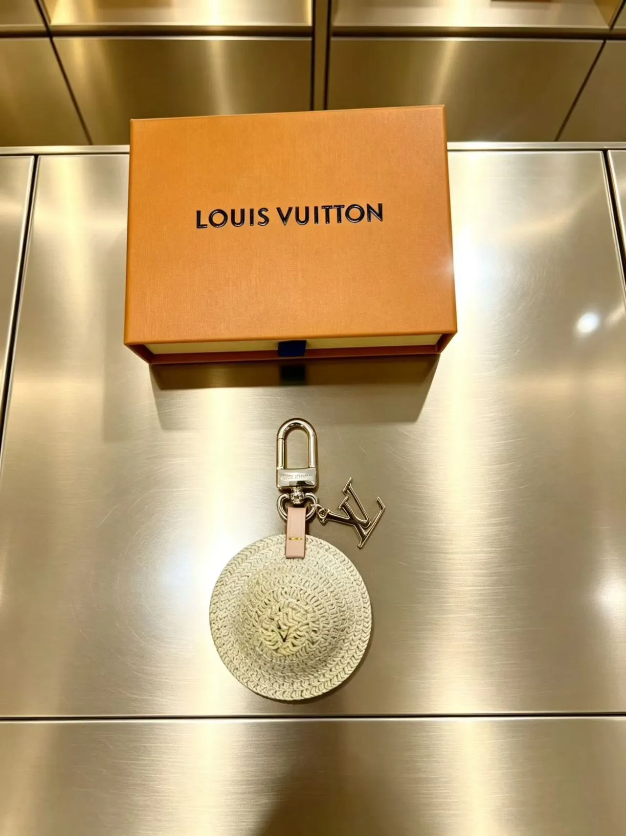 Louis Vuitton Yellow Orange Circular Woven Raffia LV Monogram Charm Handbag