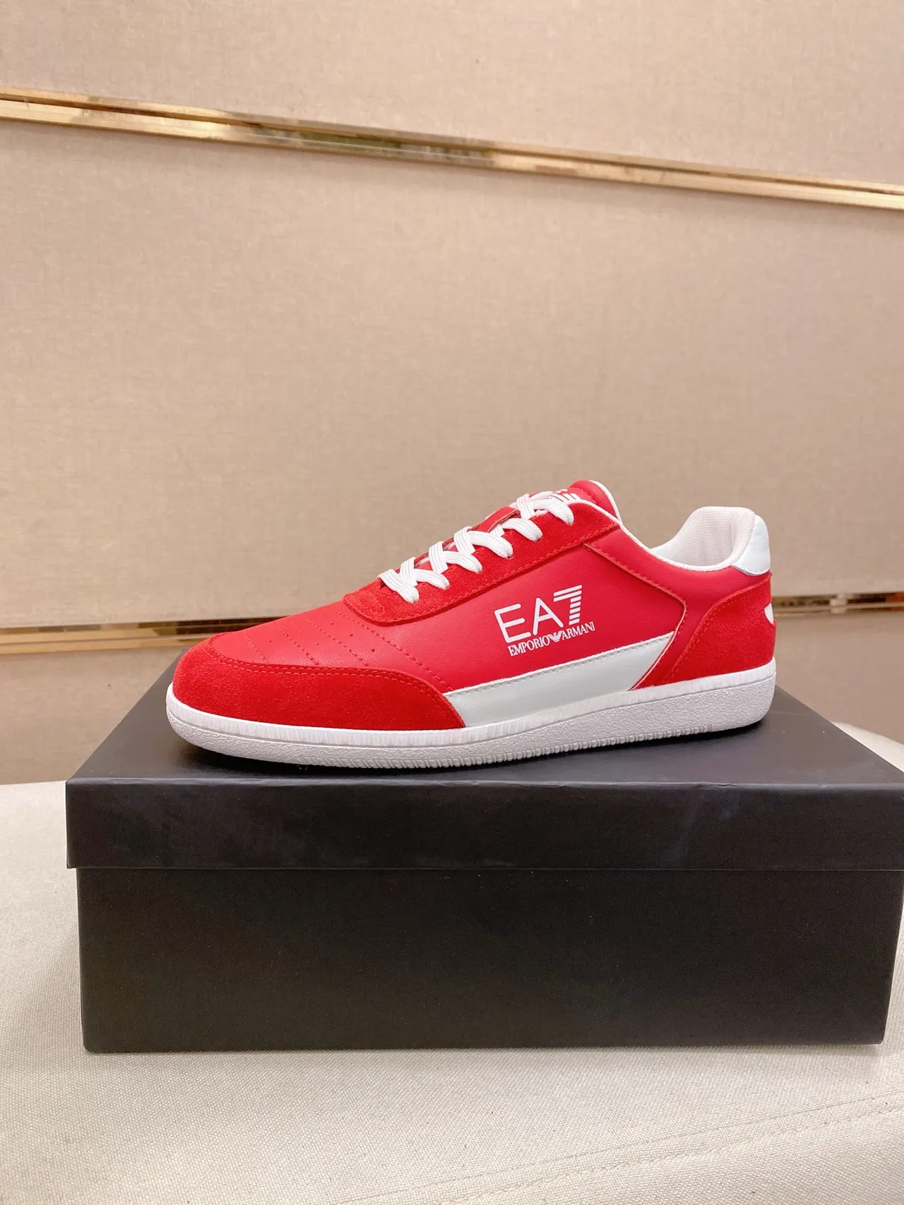 Emporio Armani EA7 Red and White Lifestyle Sneakers