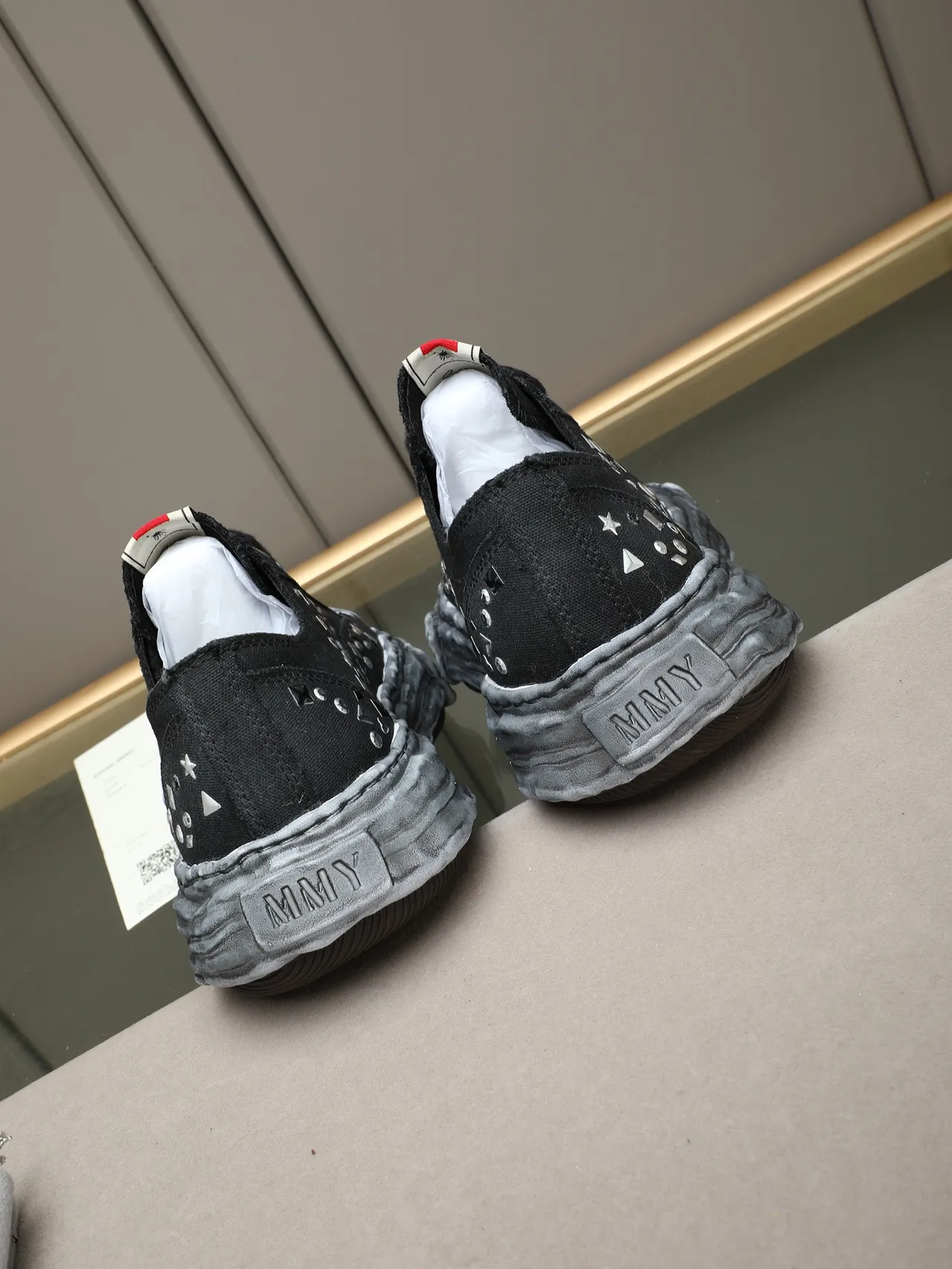 Maison Margiela Black Gray Deconstructed Studded Lifestyle Sneakers