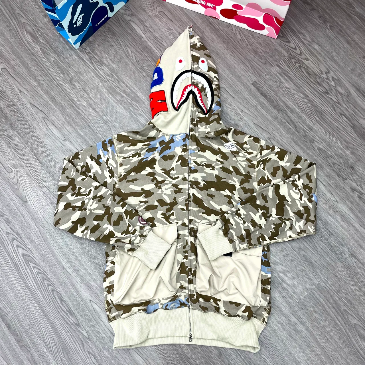 A Bathing Ape Beige Multicolor Full-Zip ABC Camo Jacket