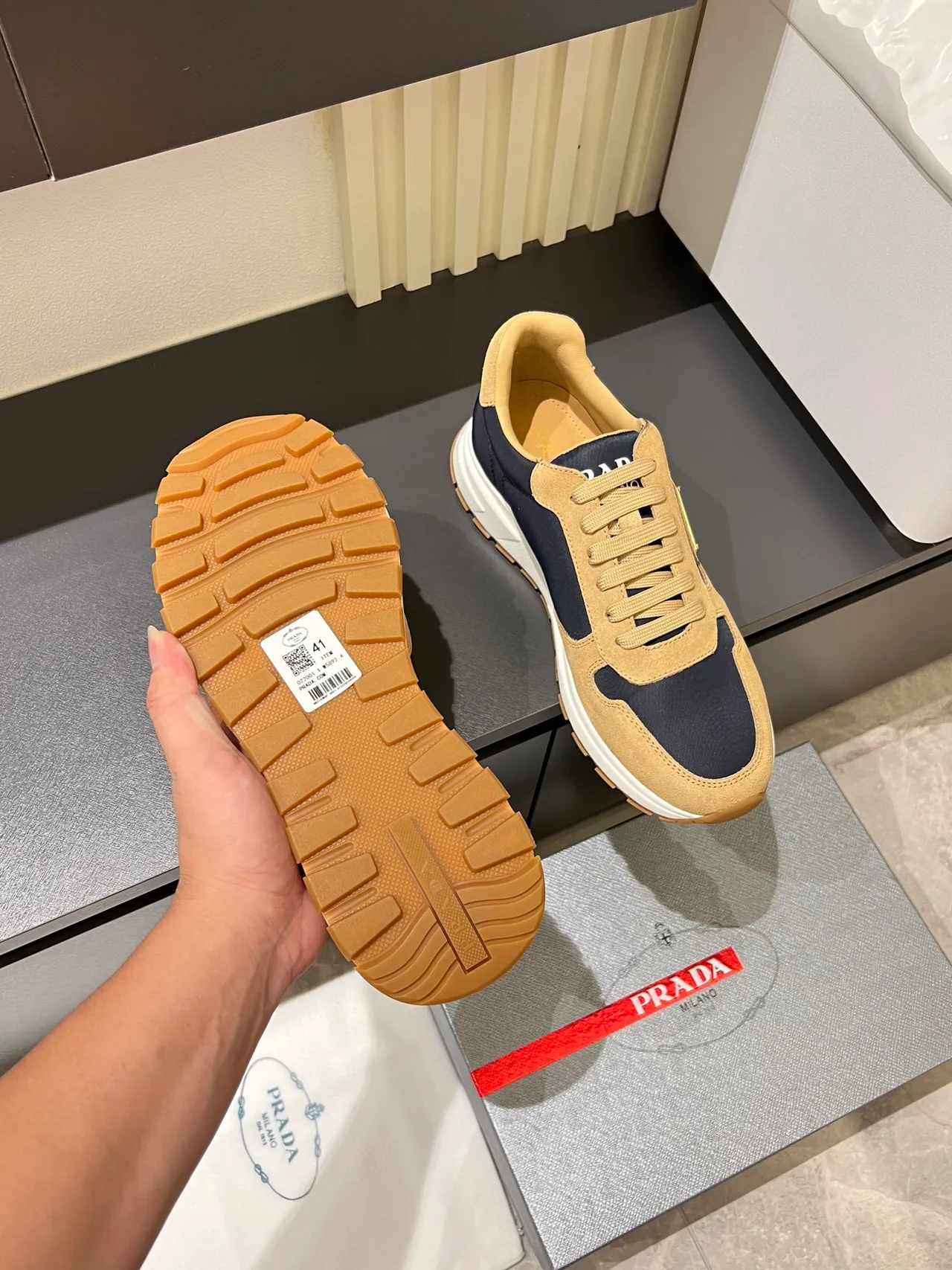 Prada Cloudbust Navy and Beige Lifestyle Sneakers
