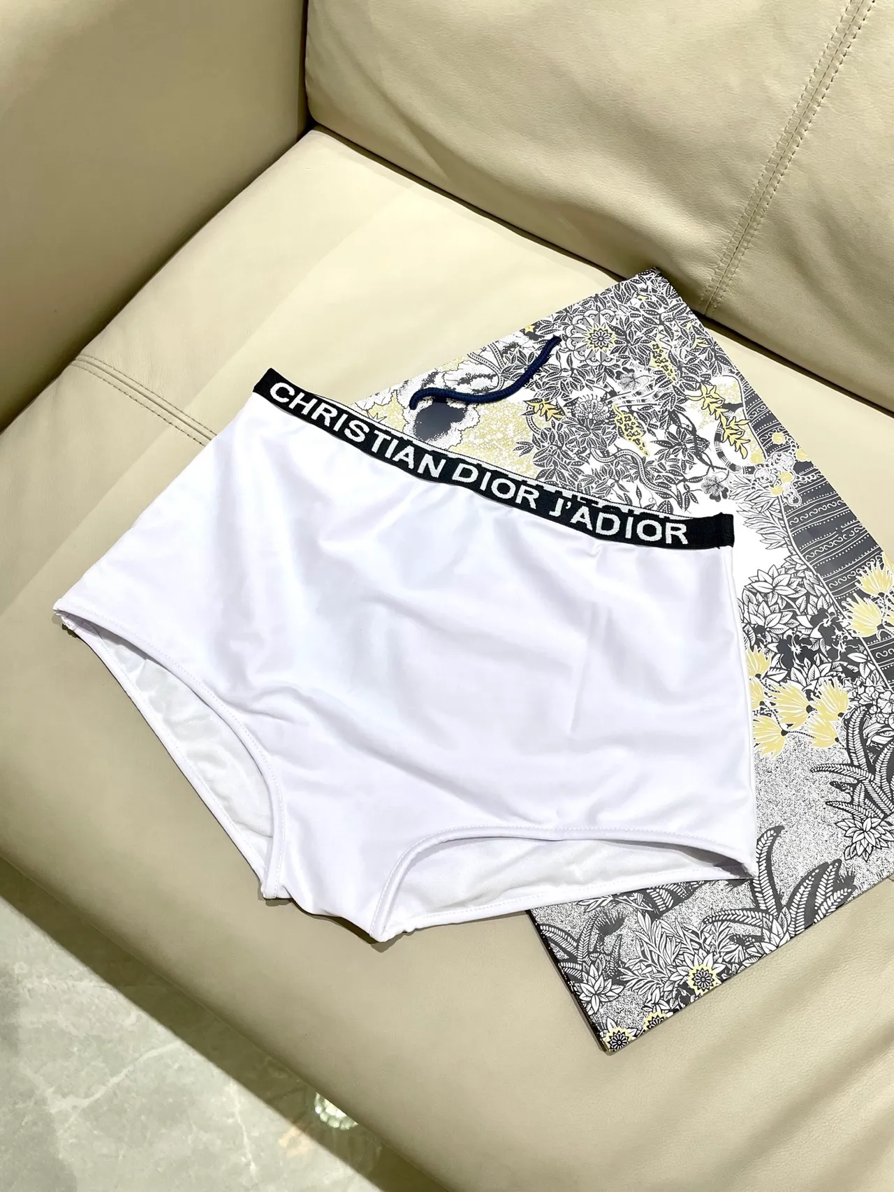 Dior J'adore White Bandeau Top and High-Waisted Briefs Swimwear