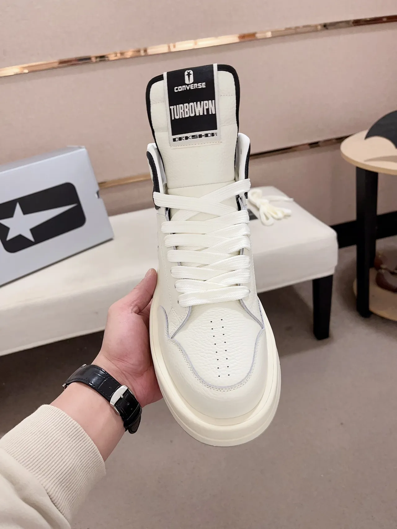 Converse Weapon White Black High-Top Leather Upper Lifestyle Sneakers