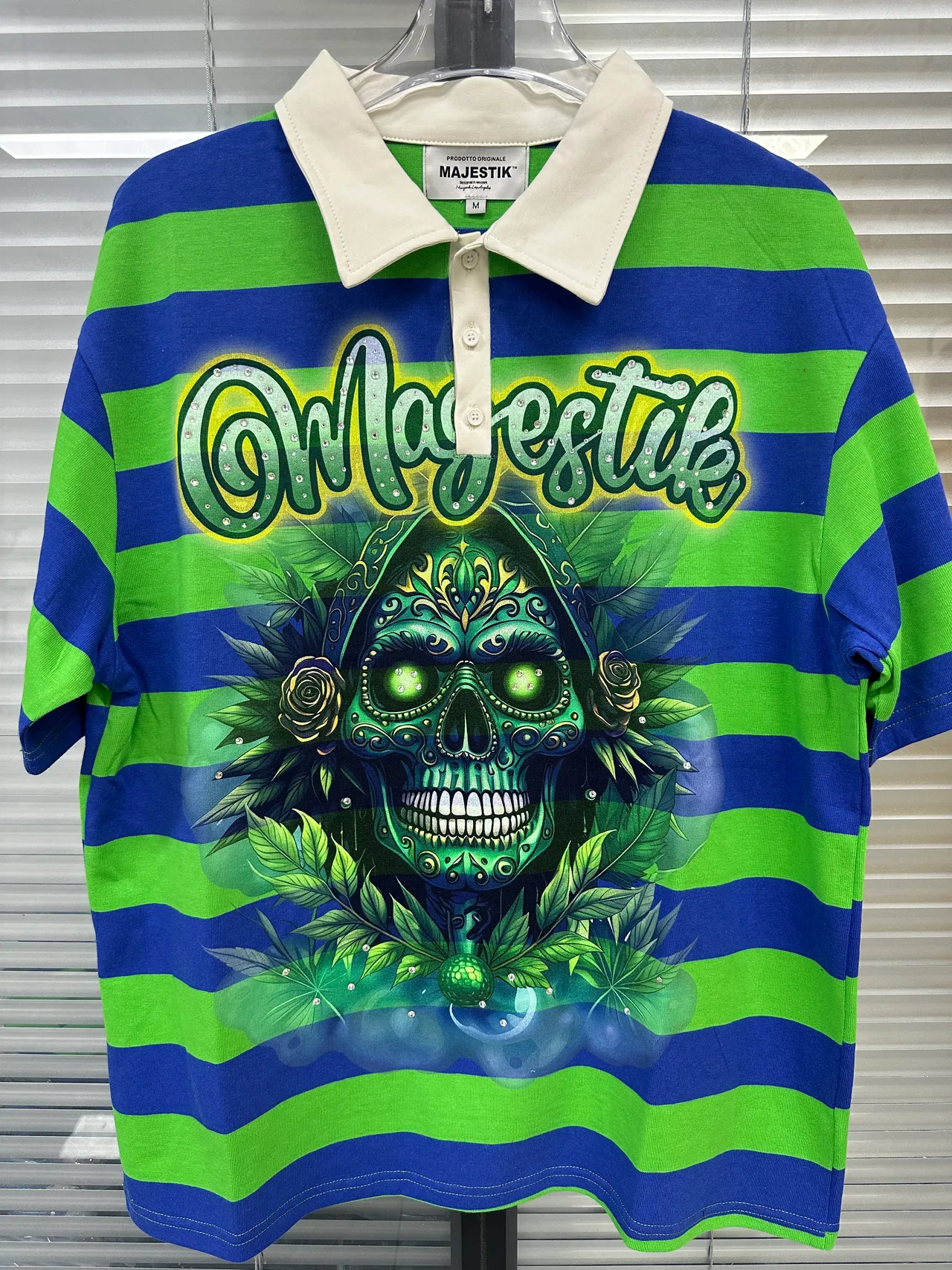 MAJESTIK Striped Graphic Polo Shirt