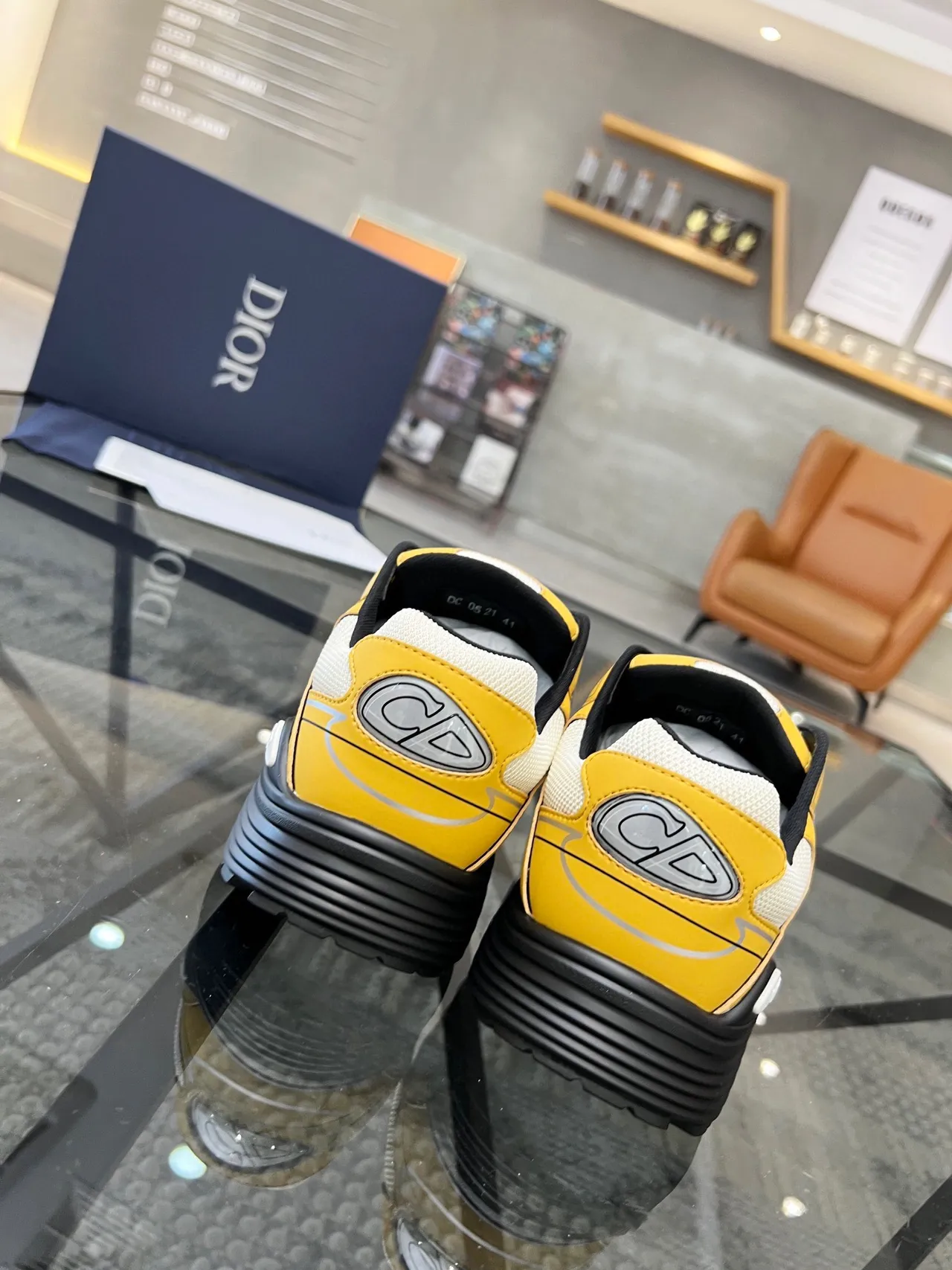 Dior Yellow Black Sole Oversized CD Logo Chunky Sneakers