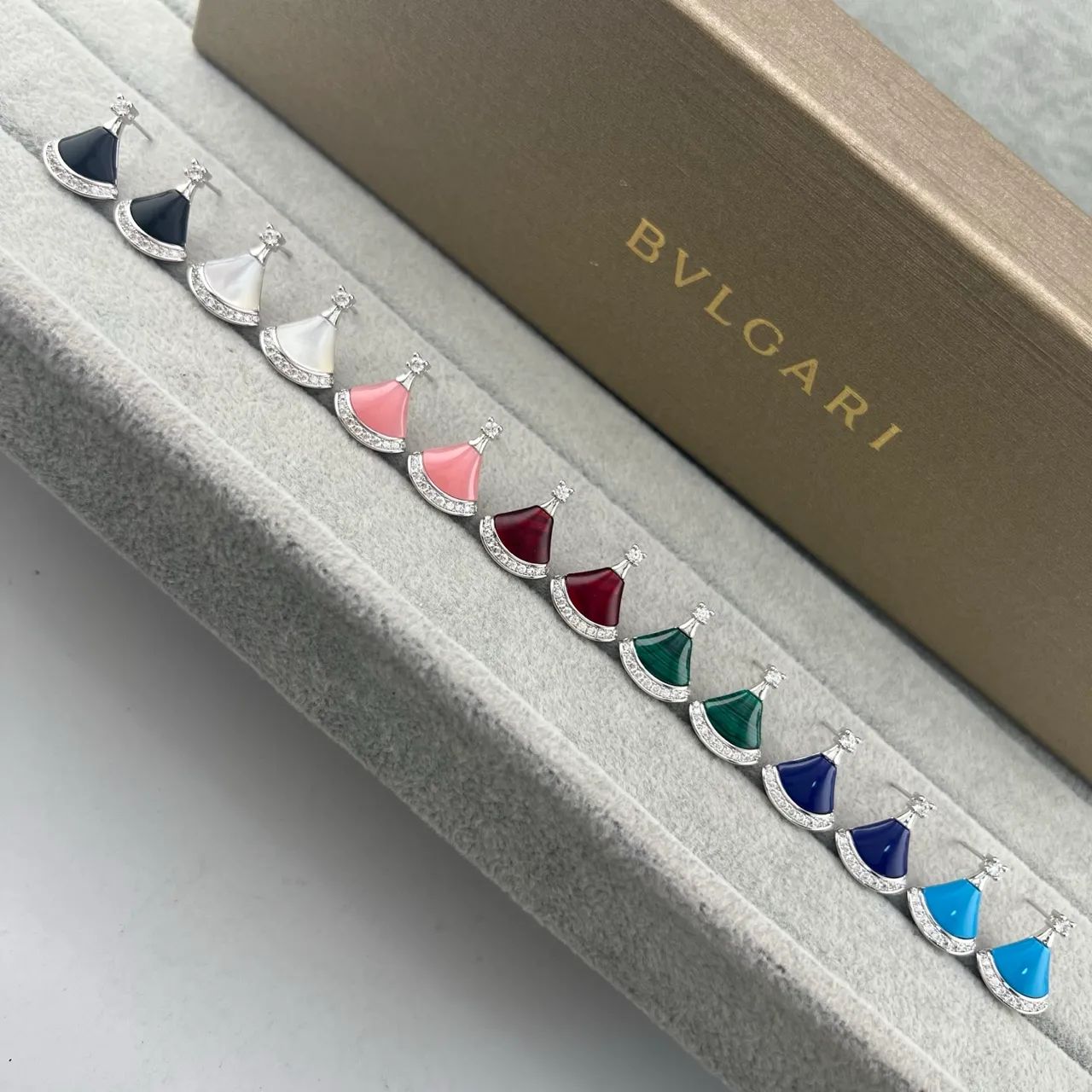 Bvlgari Divas’ Dream Fan-Shaped Enamel and Pavé Earrings