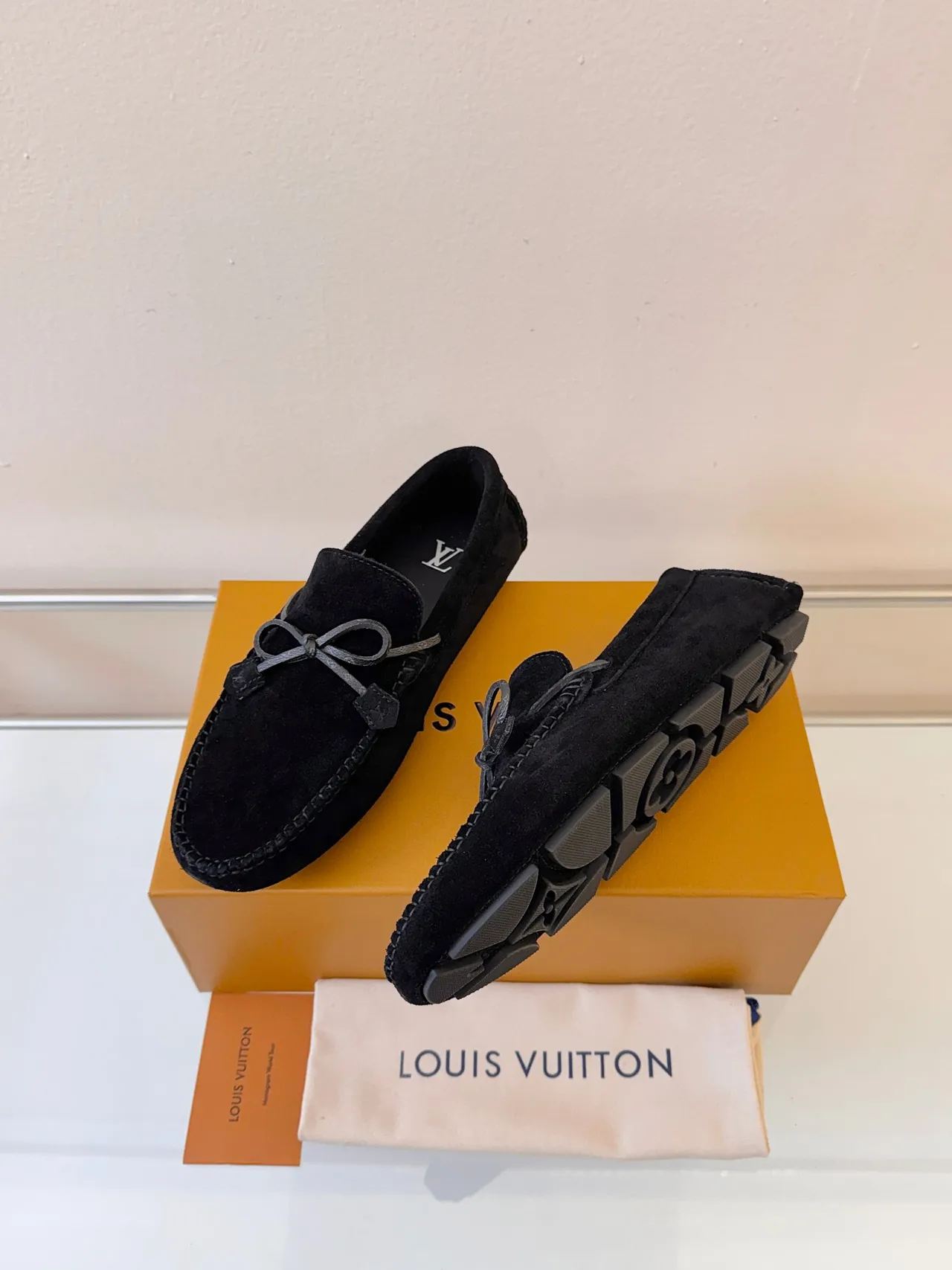 Louis Vuitton Black Suede Bow Loafer