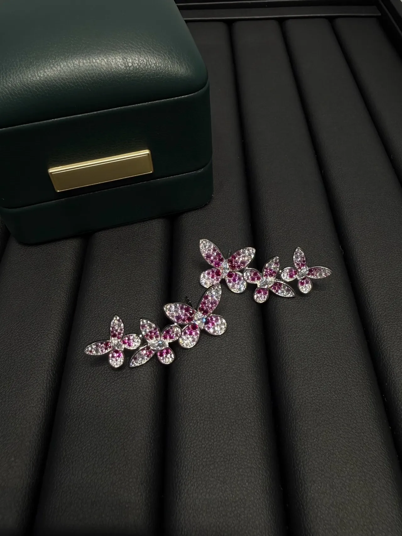 Van Cleef & Arpels Frivole Pink and White Floral Cluster Earrings