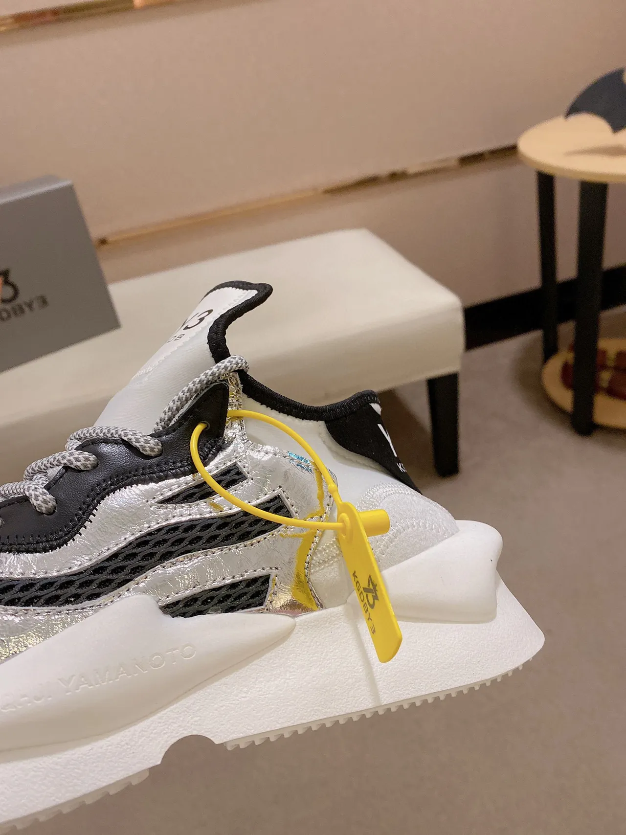 Y-3 KOB Metallic Silver Black Chunky Sneakers