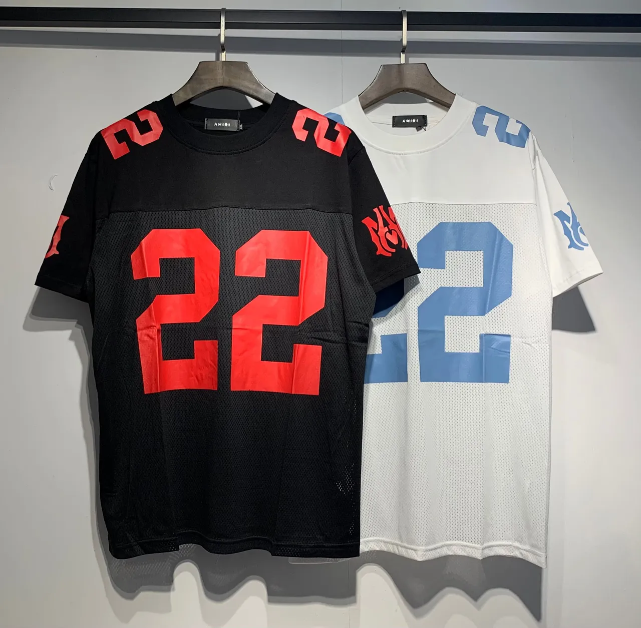 Amiri Black Red Mesh-Paneled Oversized-Number Graphic Jersey