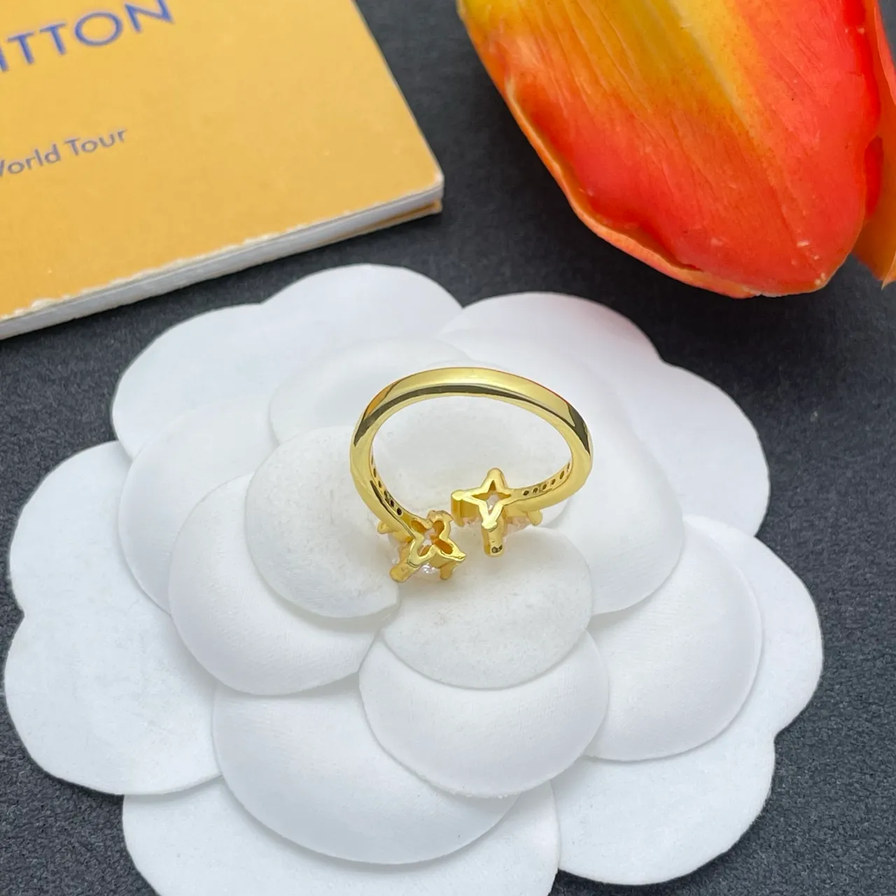 Louis Vuitton Two-Stone Prong-Set Gold Ring