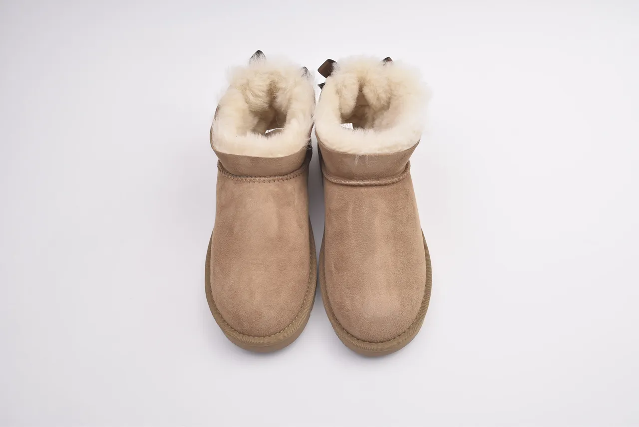 UGG Classic Mini Bow Brown Suede Snow Boots