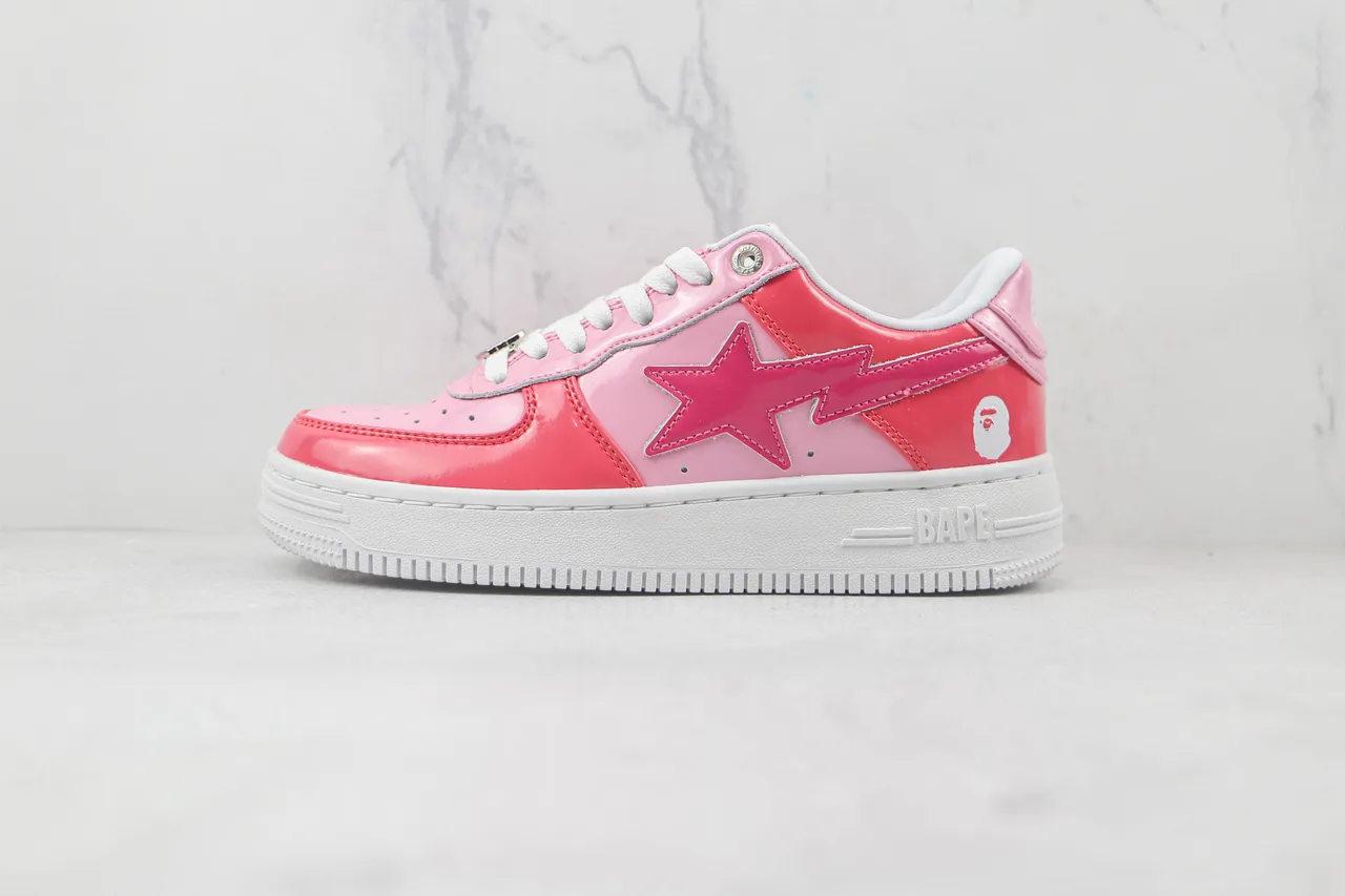 A Bathing Ape BAPE STA Glossy Pink Star Logo Lifestyle Sneakers