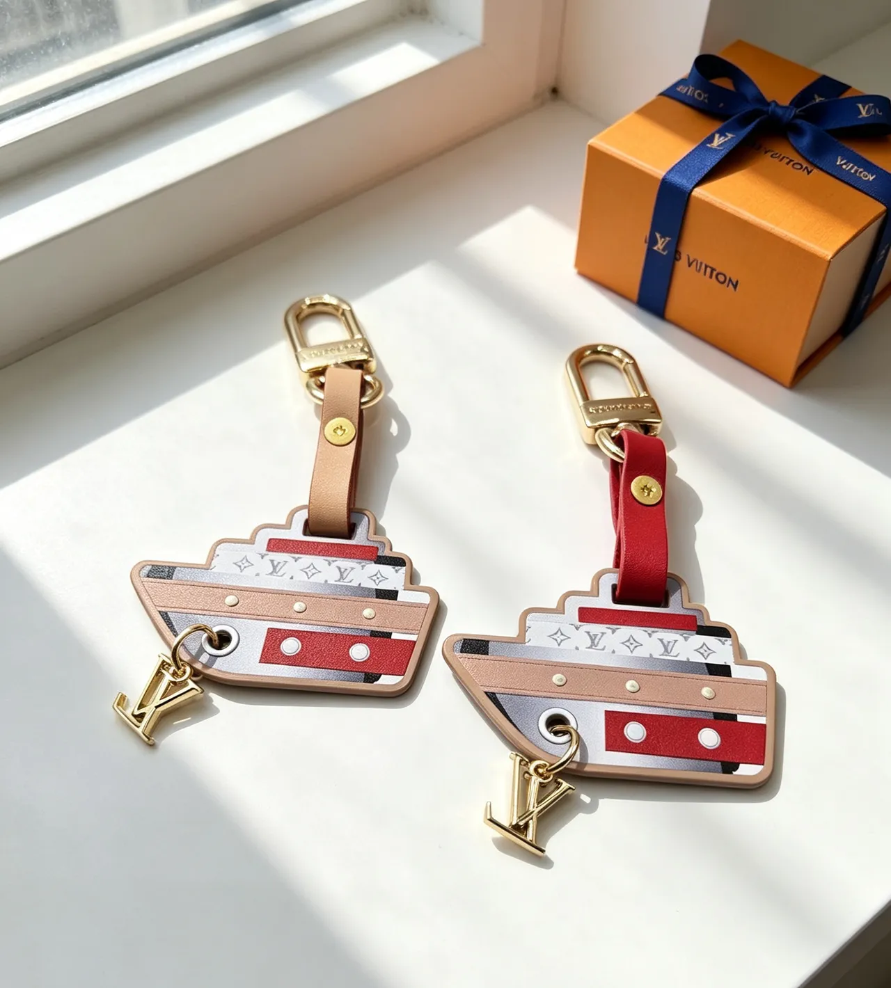 Louis Vuitton Beige Red Ship-Shaped Multi-Panel Phone Case
