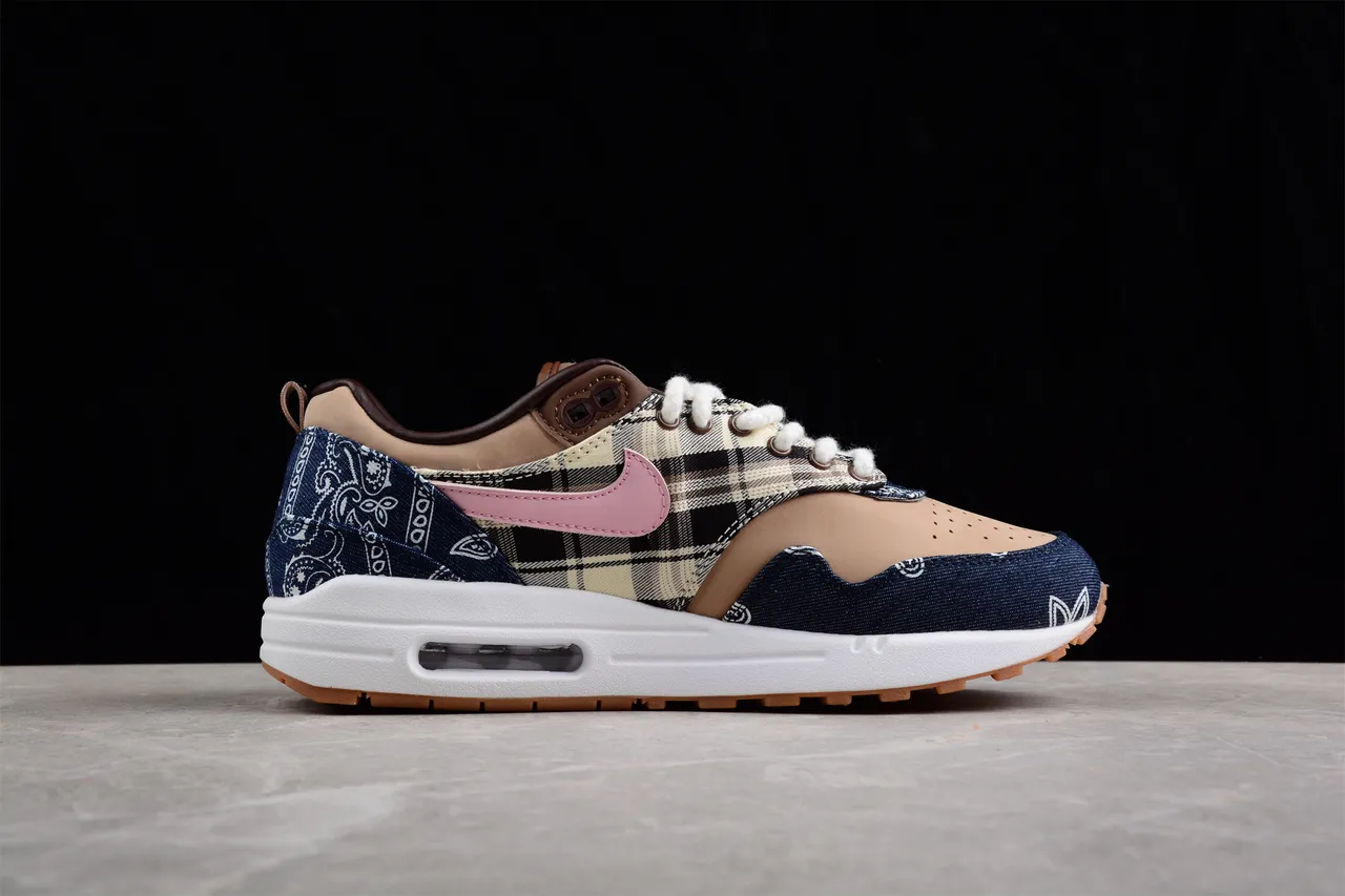 Nike Air Max 1 Denim Bandana Plaid Lifestyle Sneakers