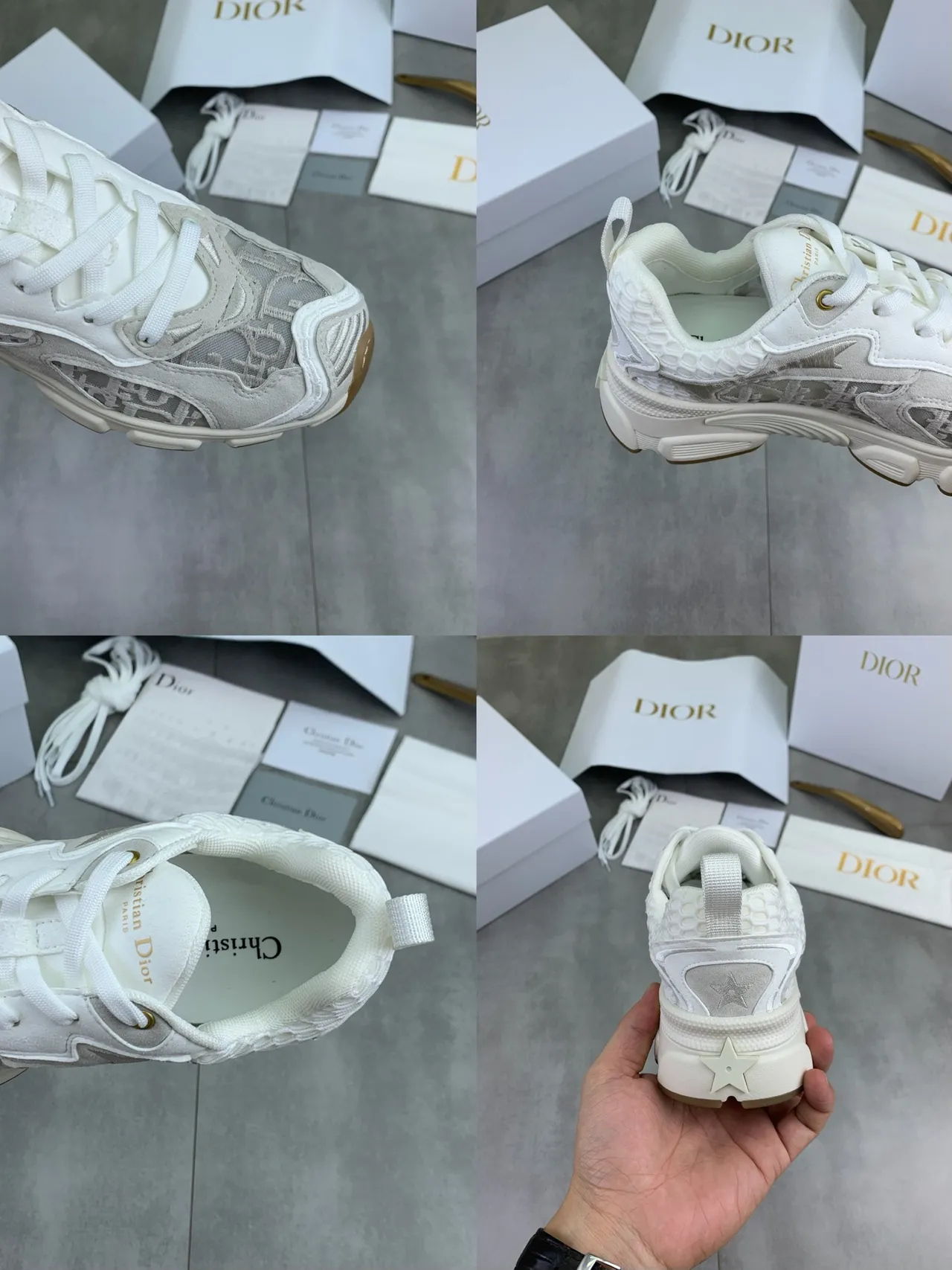 Dior B23 Monogrammed Mesh Chunky Sneakers
