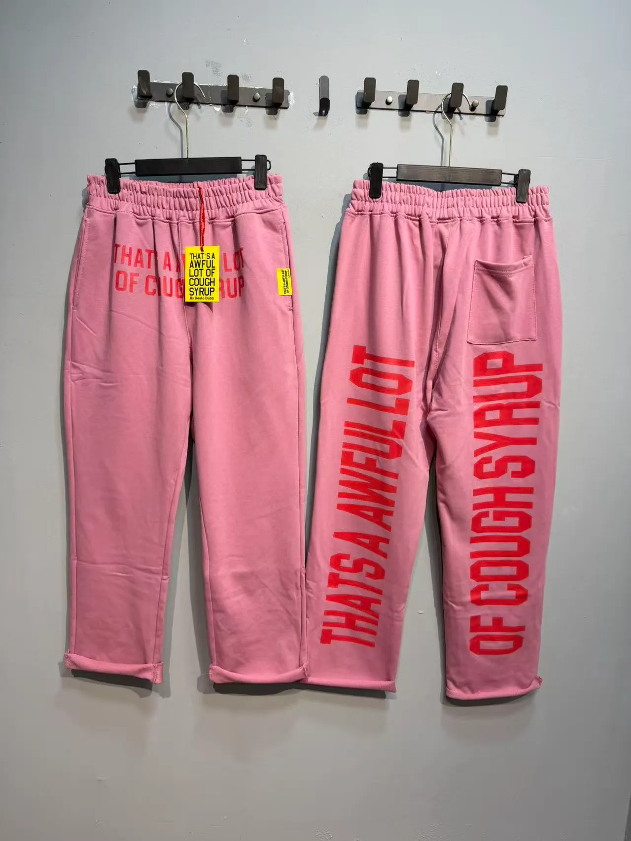 Dusty Pink and Beige Wide-Leg Elastic-Waist Screen-Printed Sweatpants