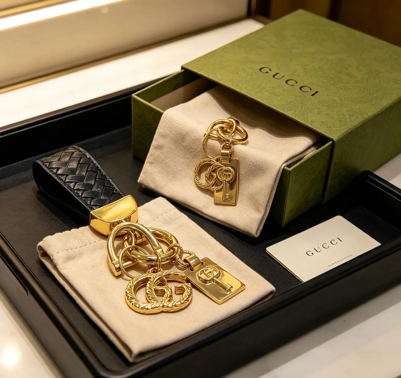 Gucci GG Marmont Black Gold Woven Leather Hardware Saddle Bag