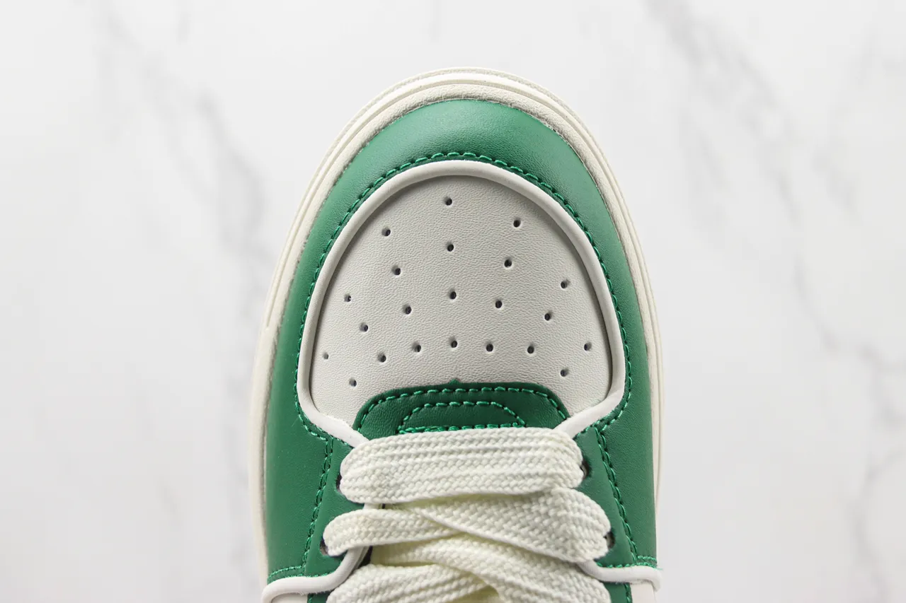 New Era Green White Platform Sole Leather-Paneled Upper Lifestyle Sneakers