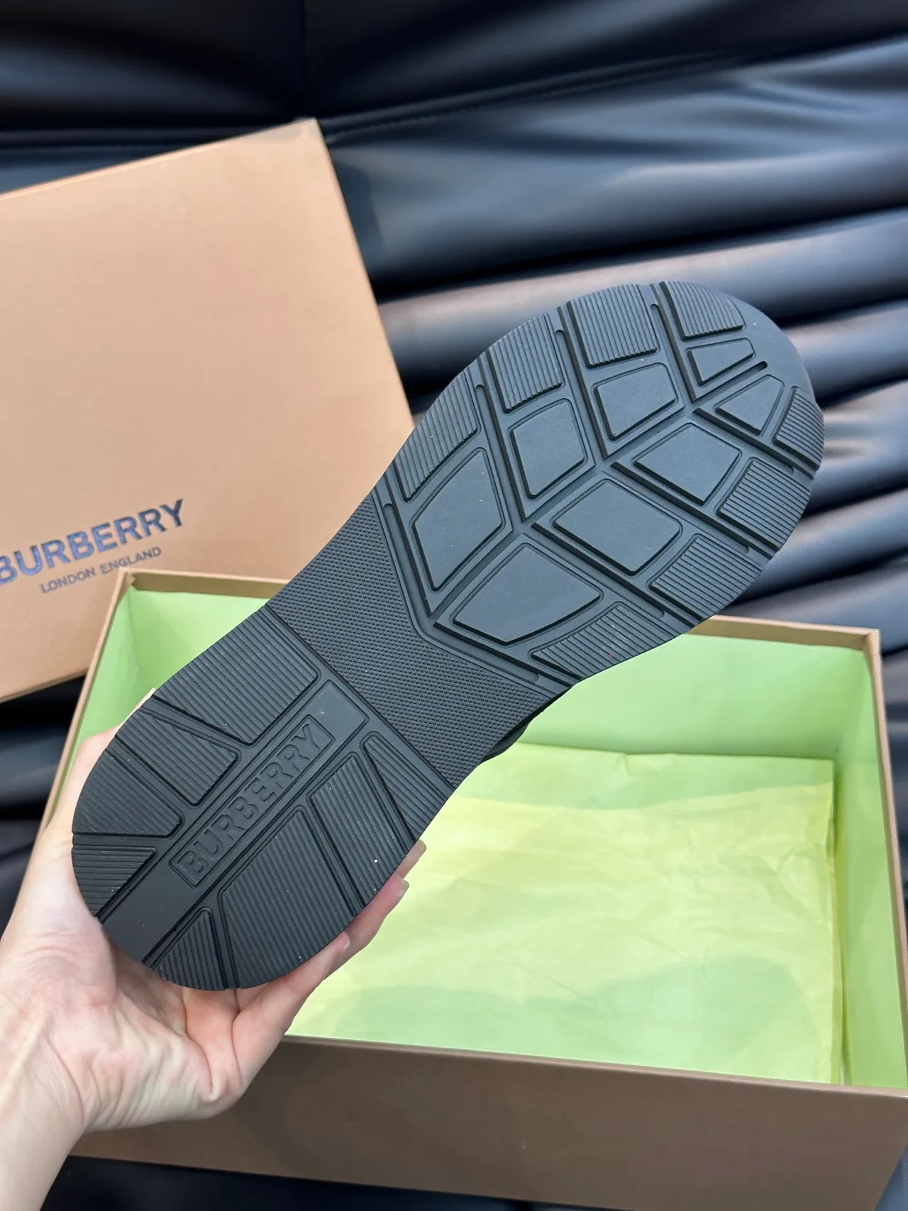 Burberry Black White Layered Suede And Synthetic Upper Embossed Side Logo Chunky Sneakers